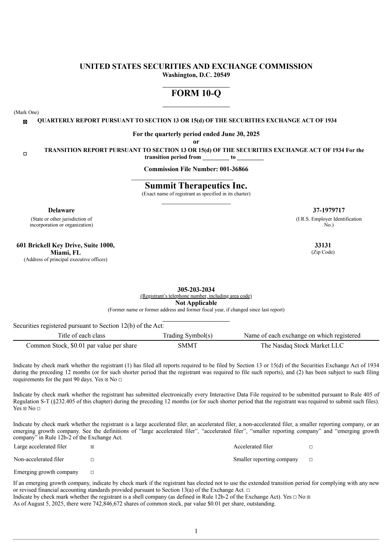 Summit Therapeutics' Q2 2025 Quarterly report