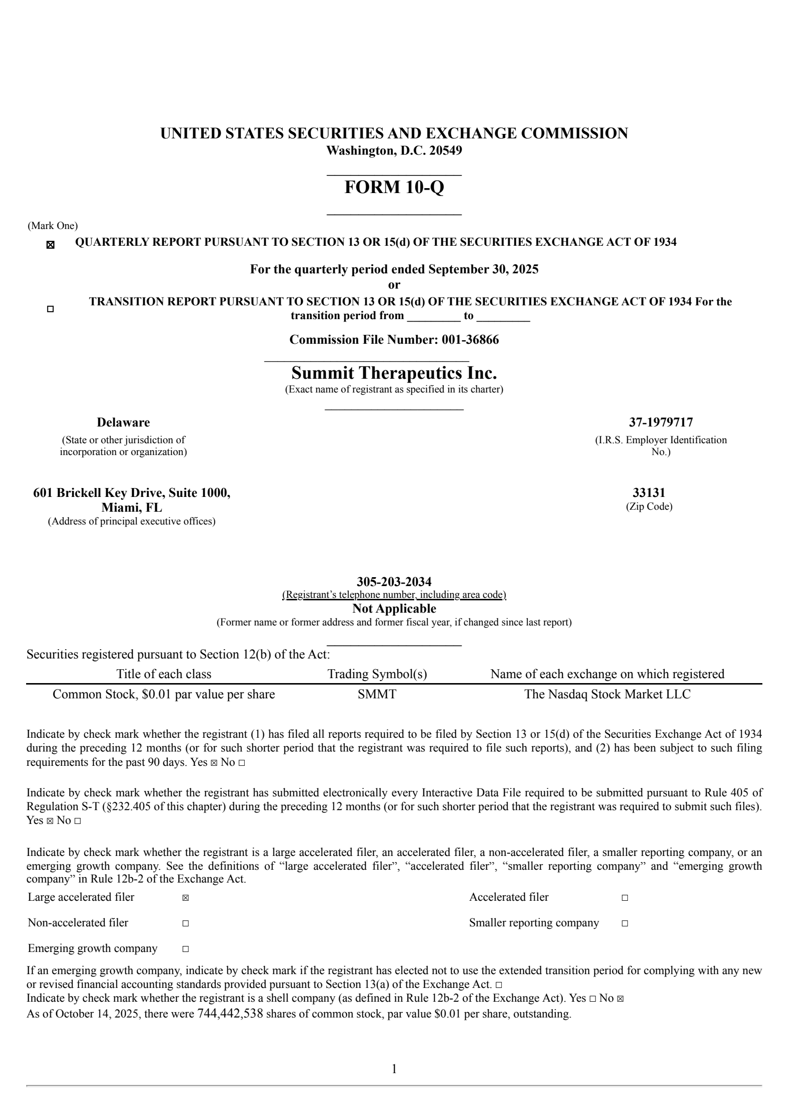 Summit Therapeutics' Q3 2025 Quarterly Report