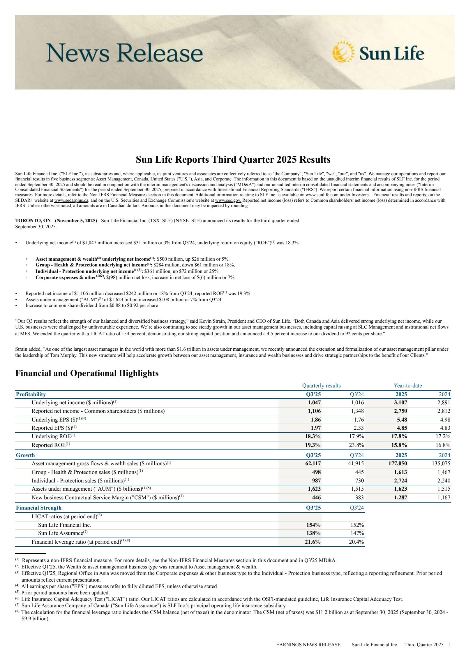 Sun Life Financial's Q3 2025 Earnings Release