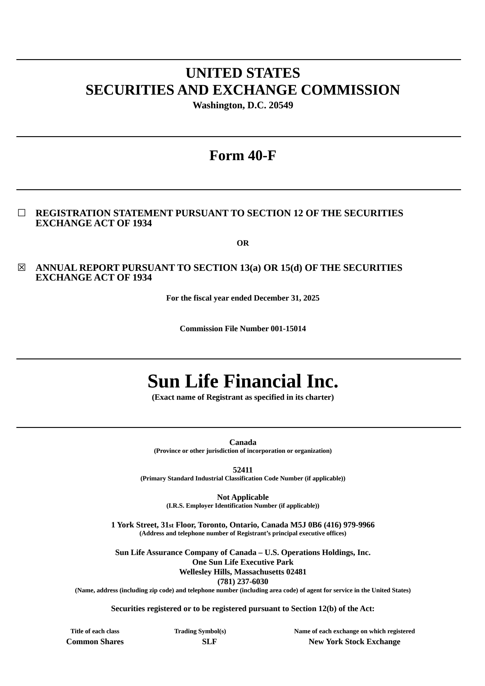 Sun Life Financial's Q4 2025 Annual report
