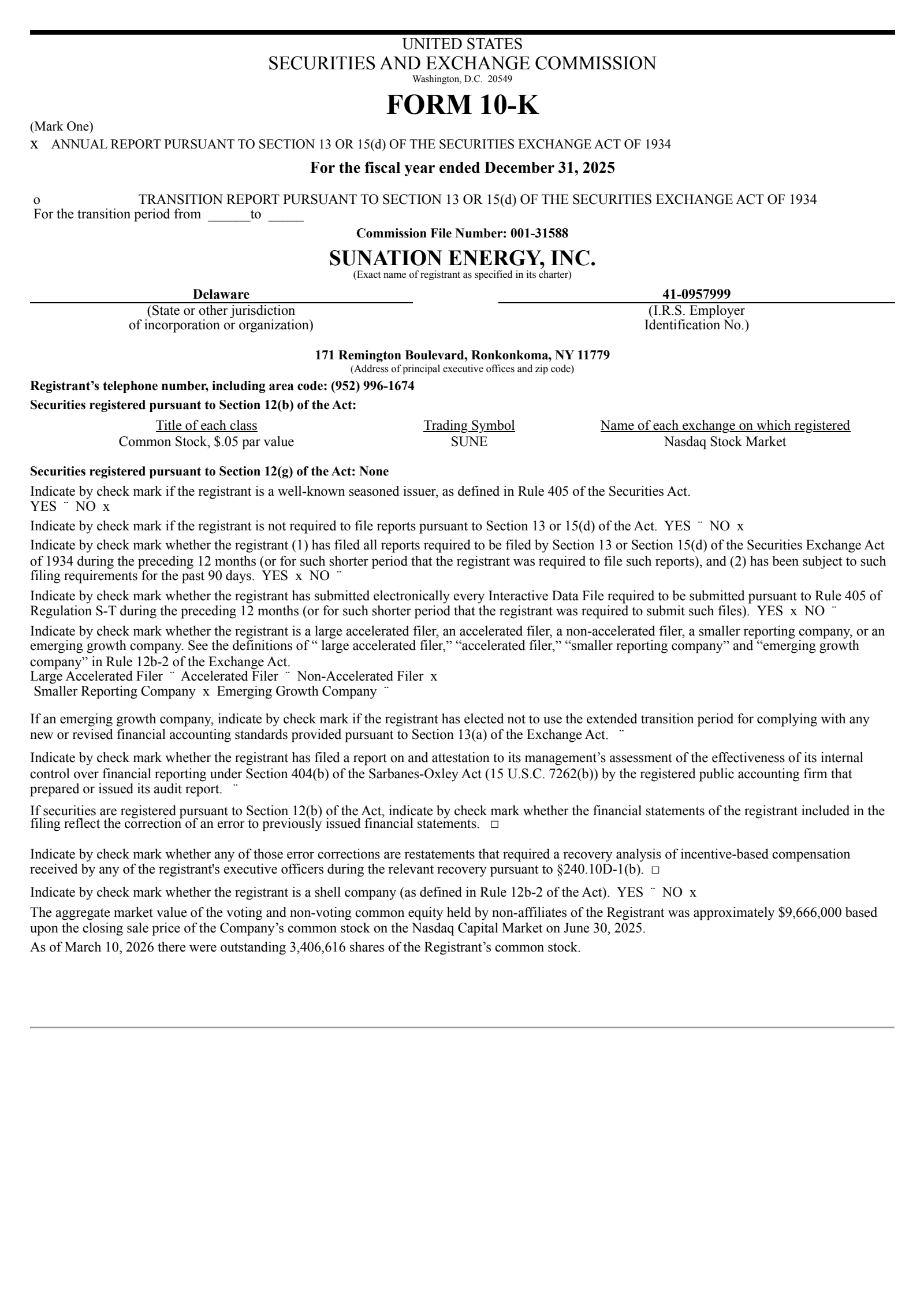 SUNation Energy's Q4 2025 Annual report