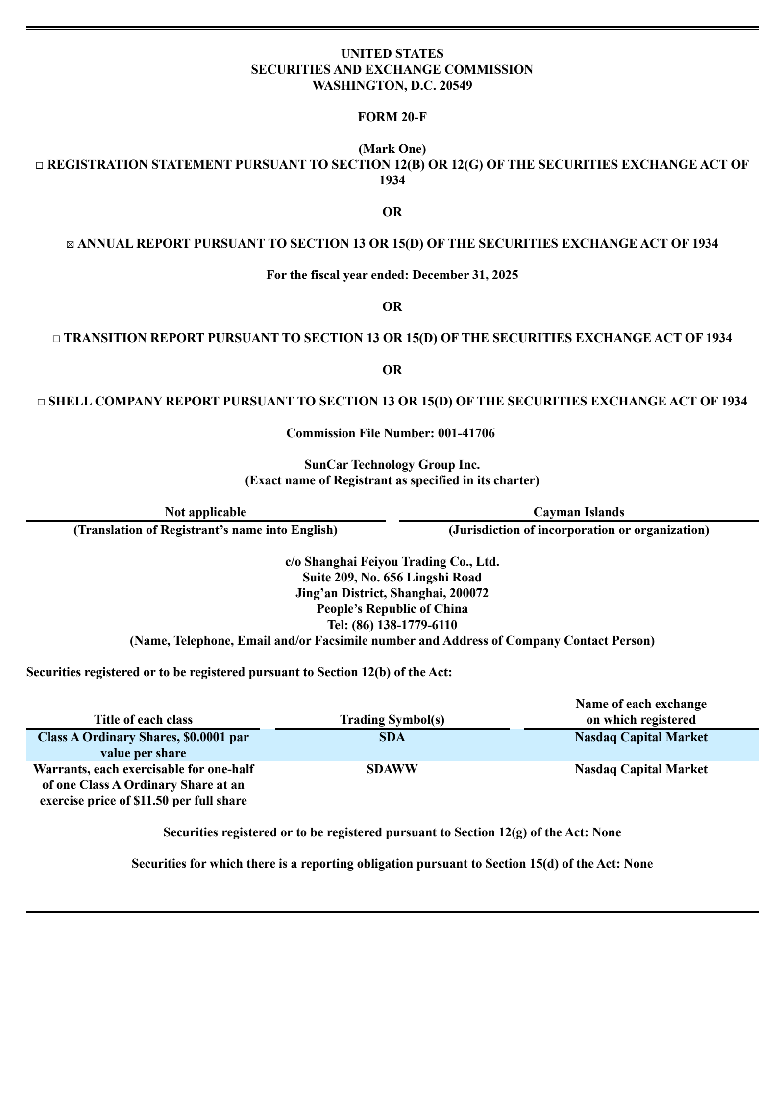 SunCar Technology Group's H2 2025 Annual report