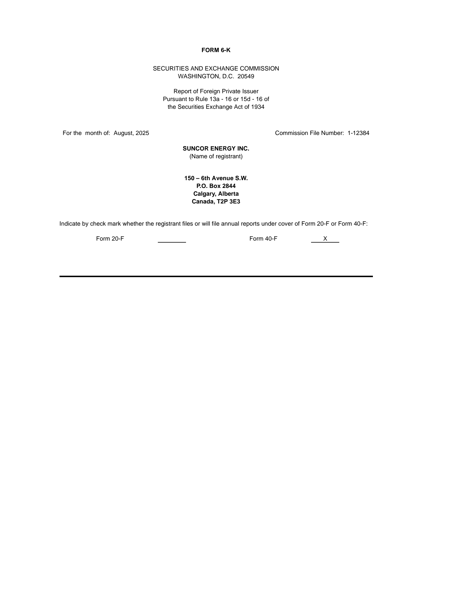 Suncor Energy's Q2 2025 Press Release