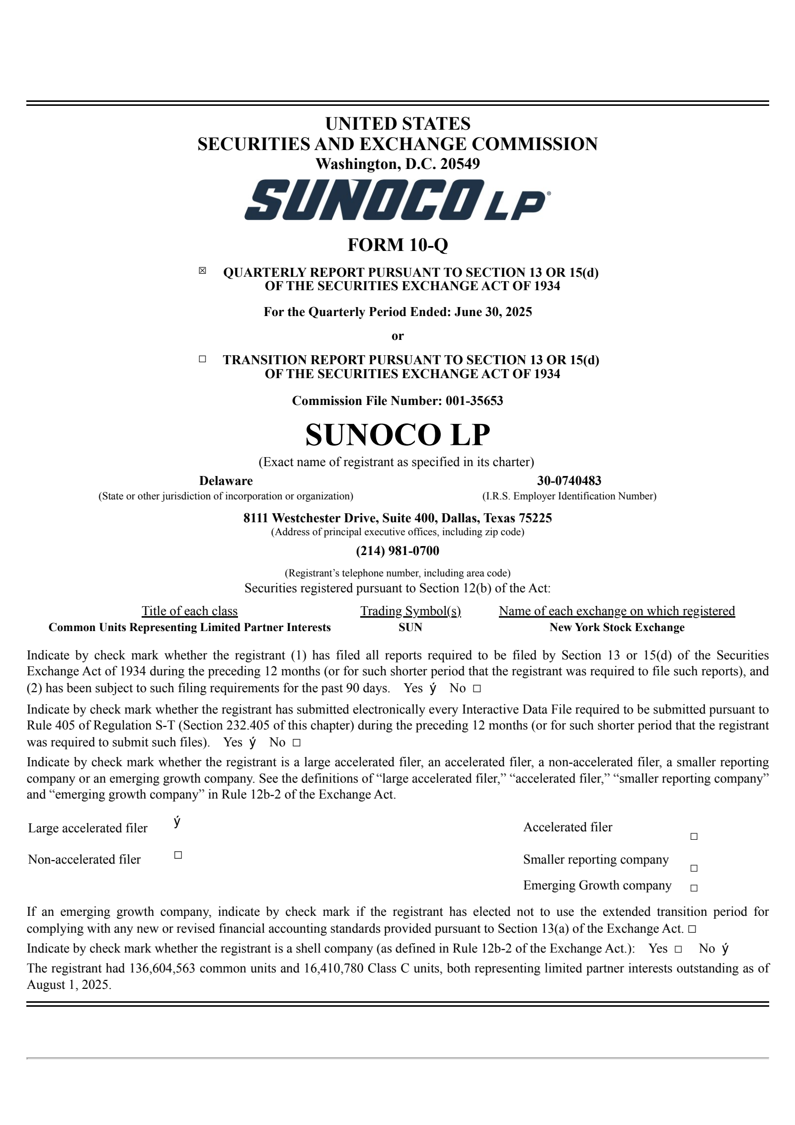 Sunoco's Q2 2025 Quarterly report