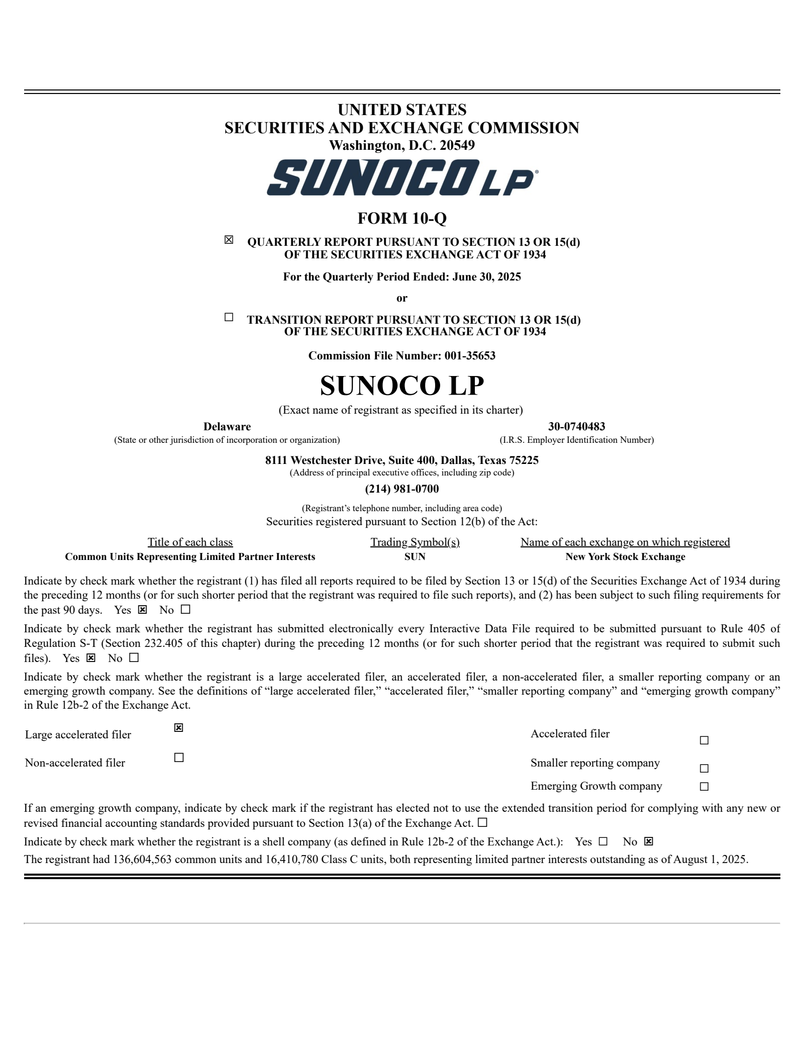 Sunoco's Q2 2025 Quarterly report