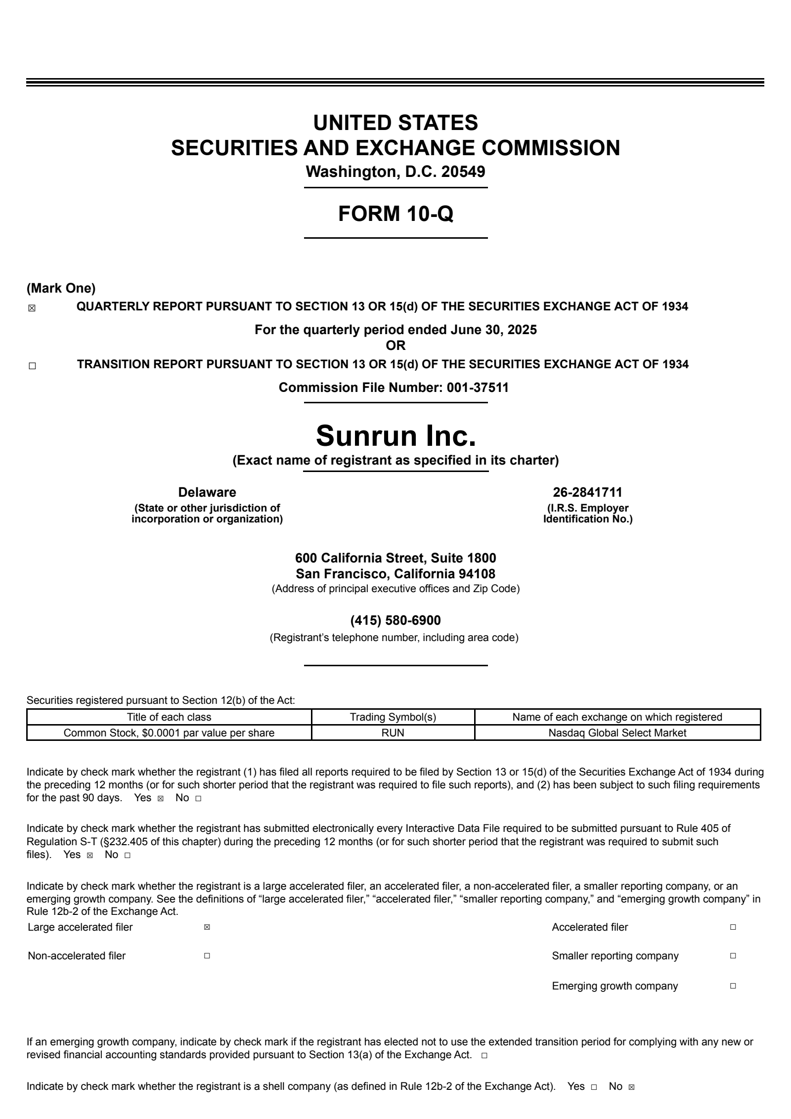 Sunrun's Q2 2025 Quarterly report