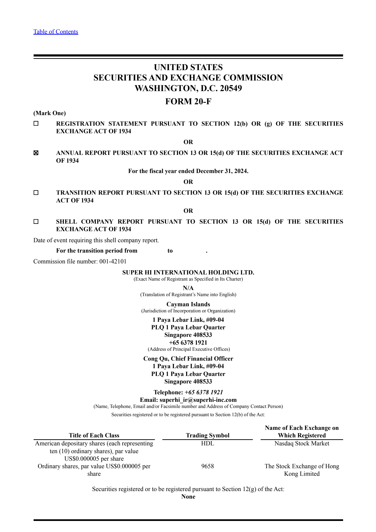 Super Hi International's Q4 2024 Annual report