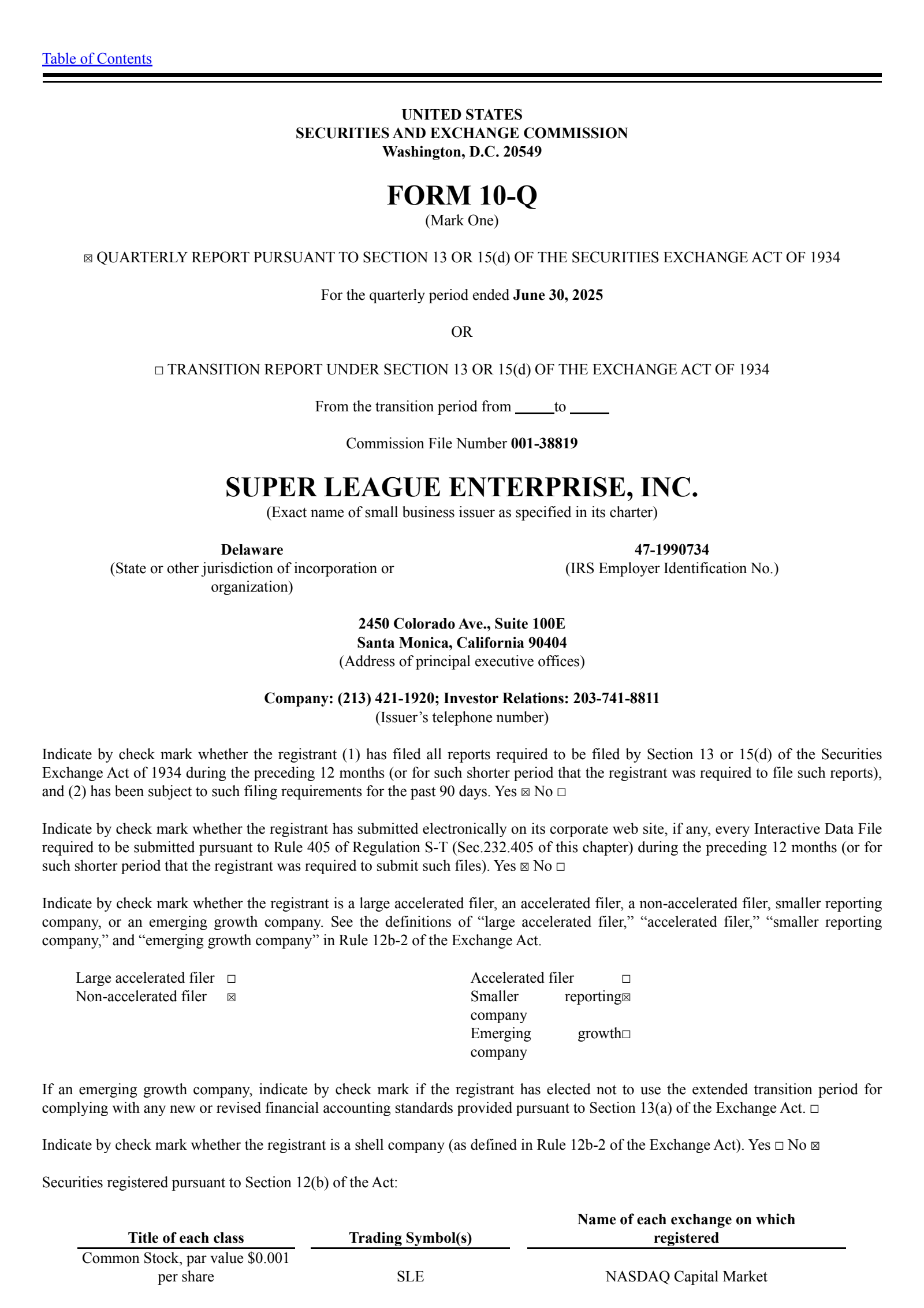 Super League Enterprise's Q2 2025 Quarterly report