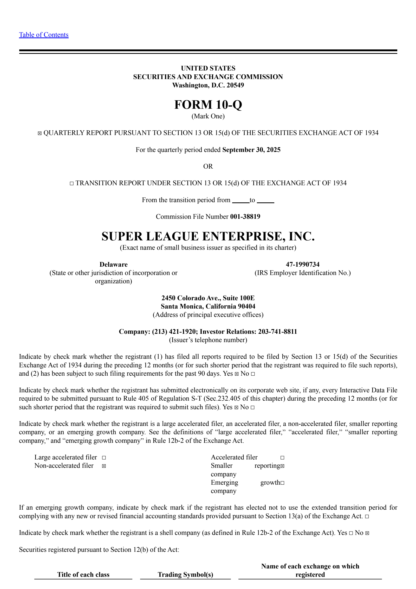 Super League Enterprise's Q3 2025 Quarterly Report