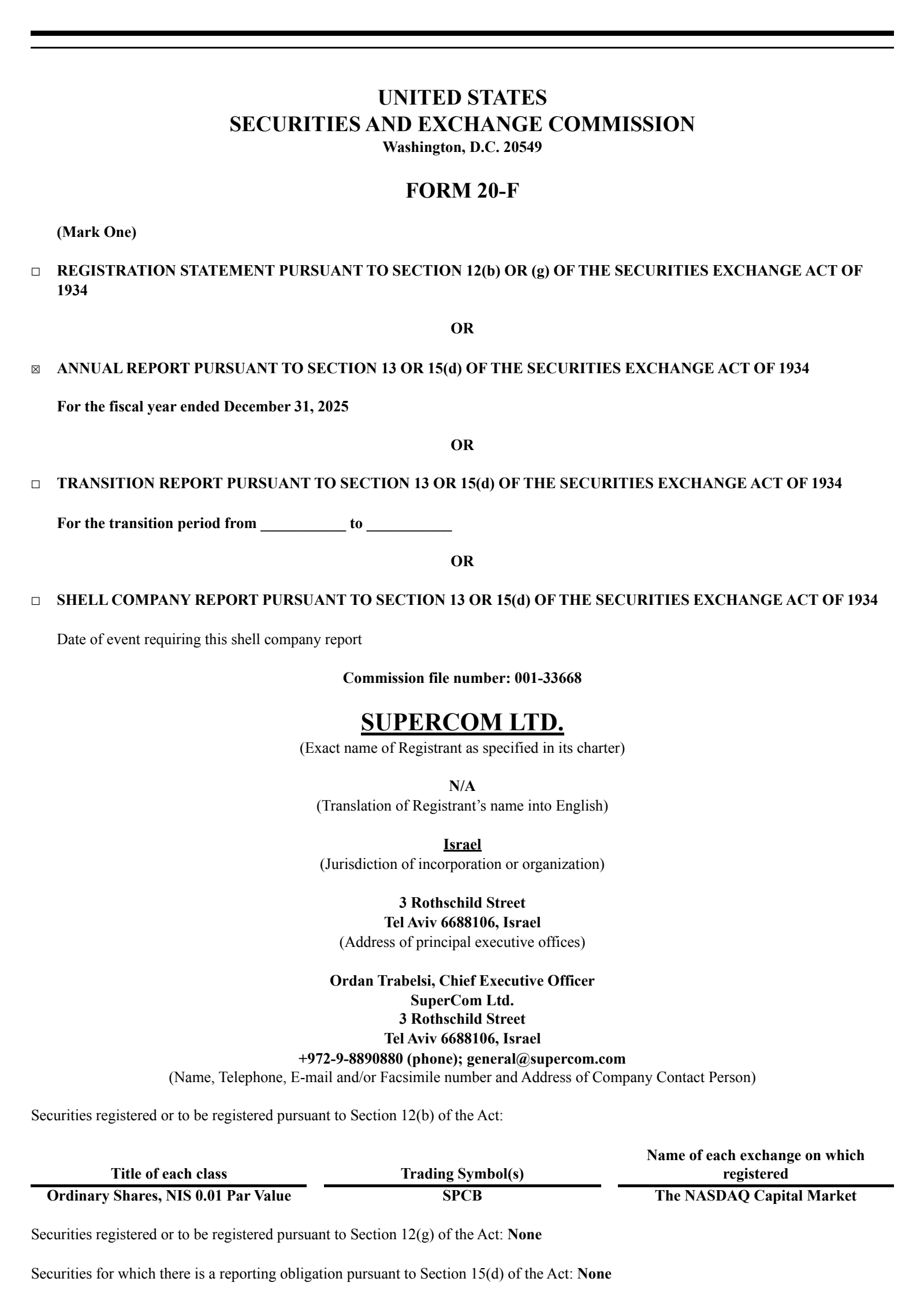 SuperCom's Q4 2025 Annual report
