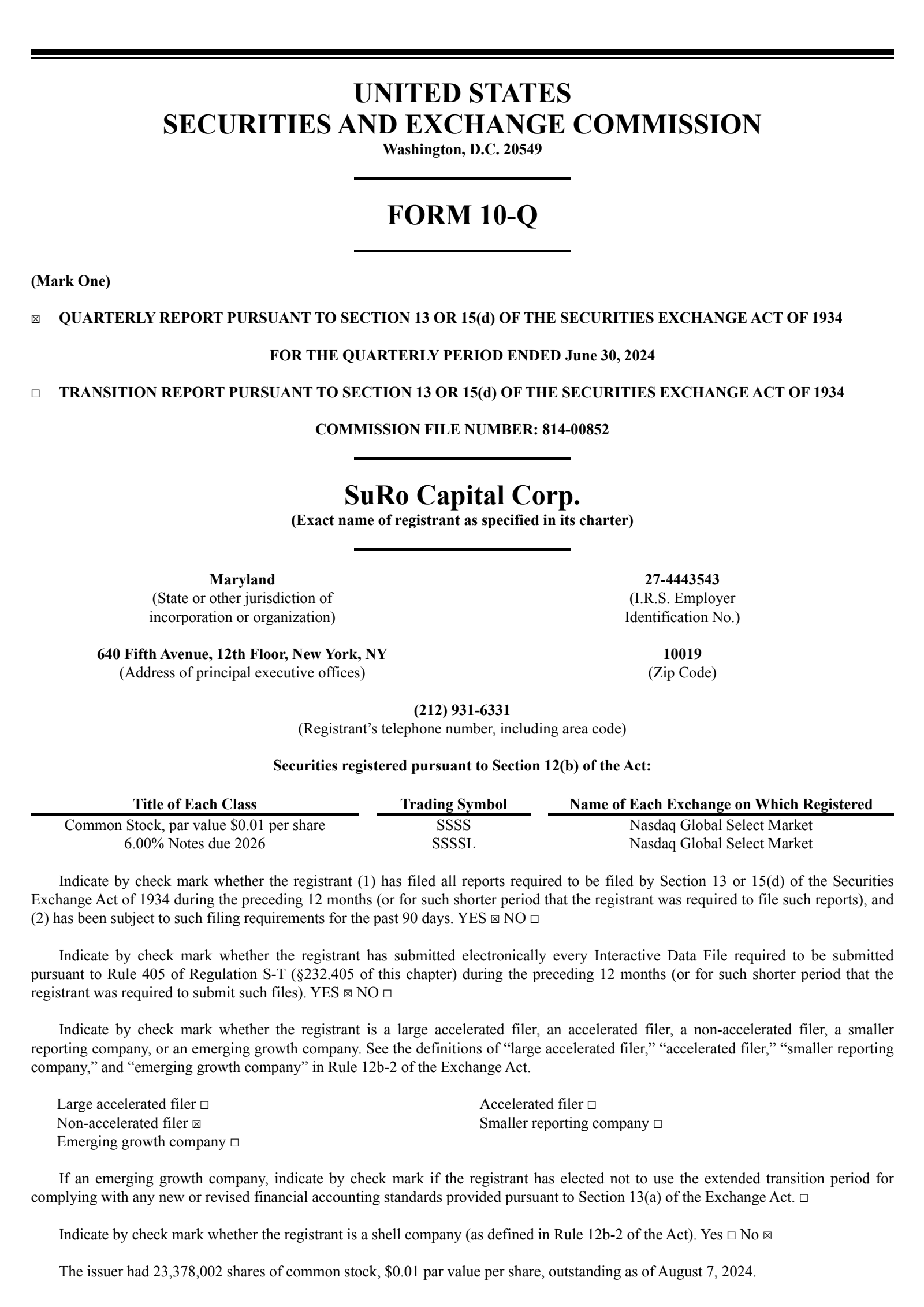 SURO Capital's Q2 2024 Quarterly report