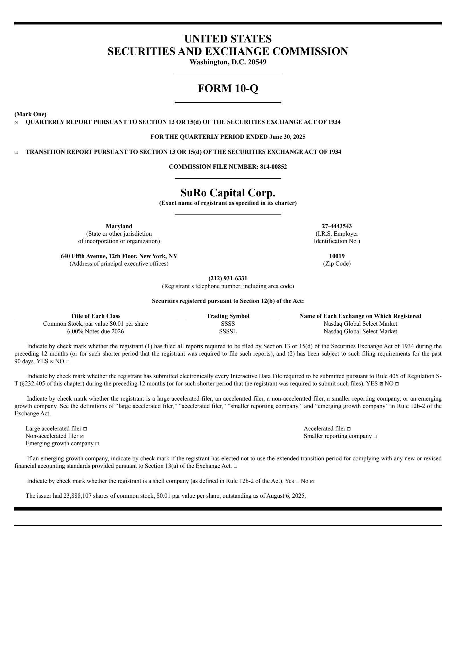 SURO Capital's Q2 2025 Quarterly report