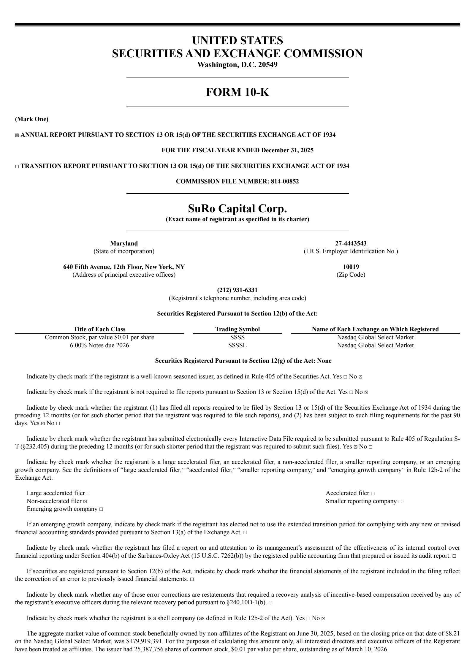 SURO Capital's Q4 2025 Annual report