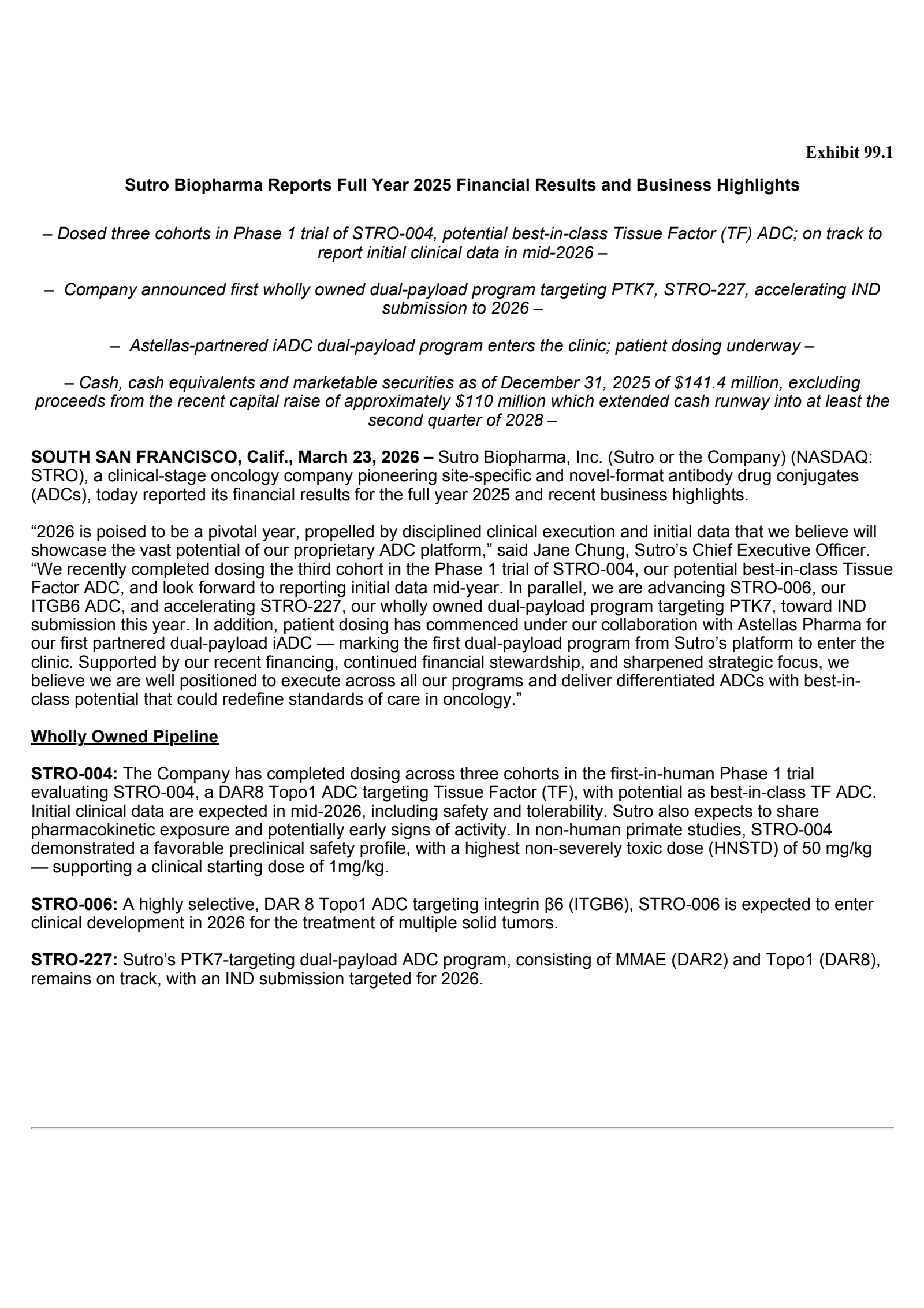 Sutro Biopharma (STRO) Q4 2025 Earnings Results & Report