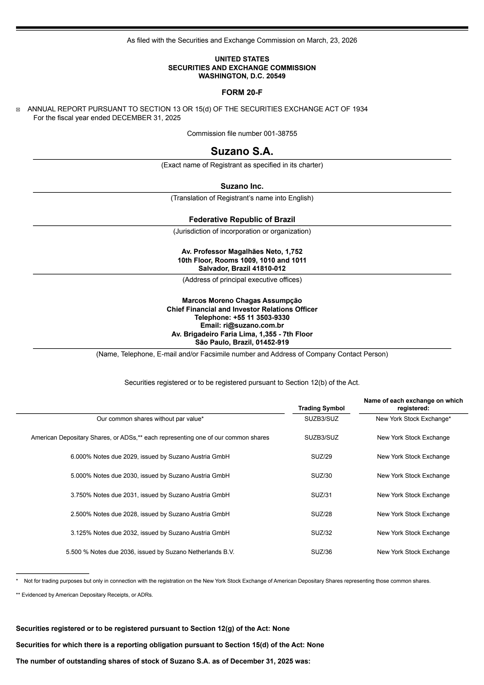 Suzano's Q4 2025 Annual report