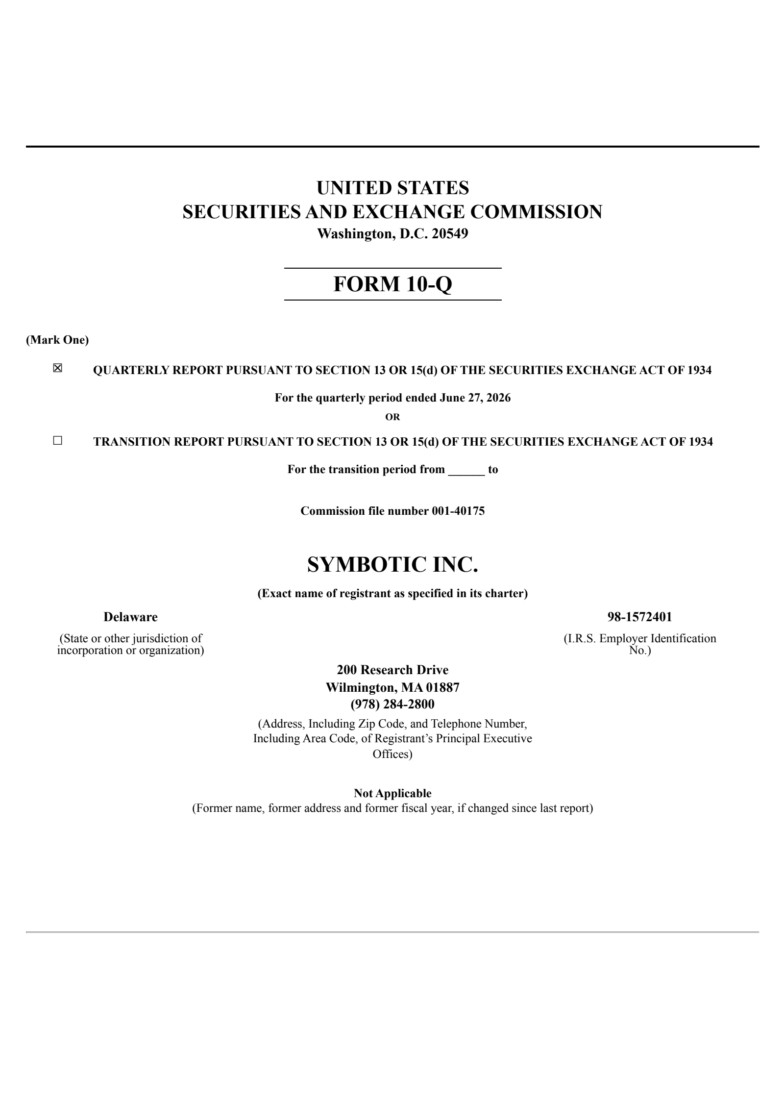 Symbotic's Q3 2026 Quarterly report