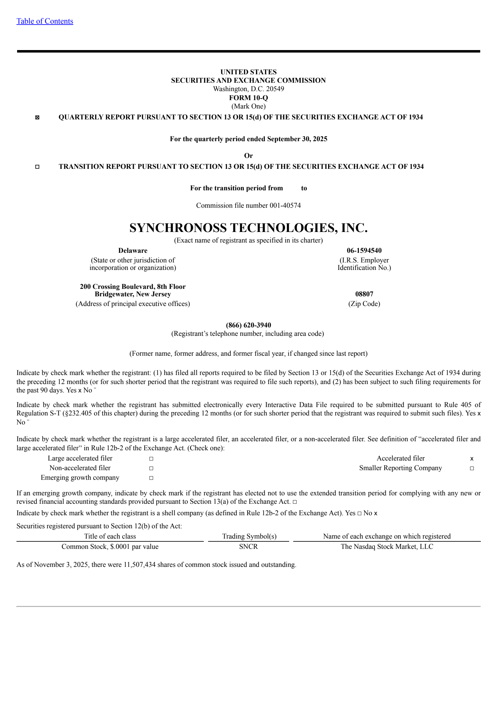 Synchronoss Technologies' Q3 2025 Quarterly Report