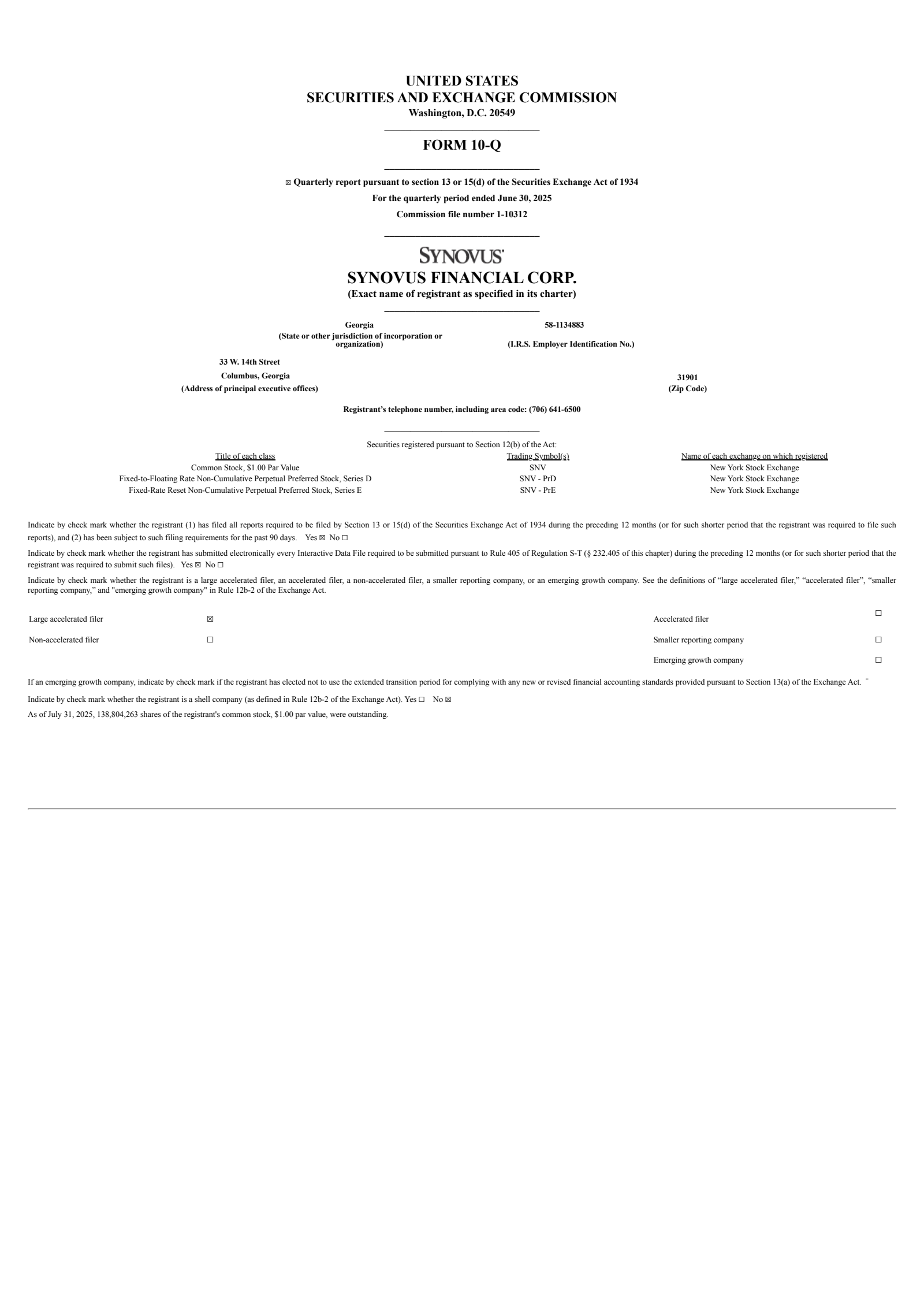 Synovus Financial's Q2 2025 Quarterly report