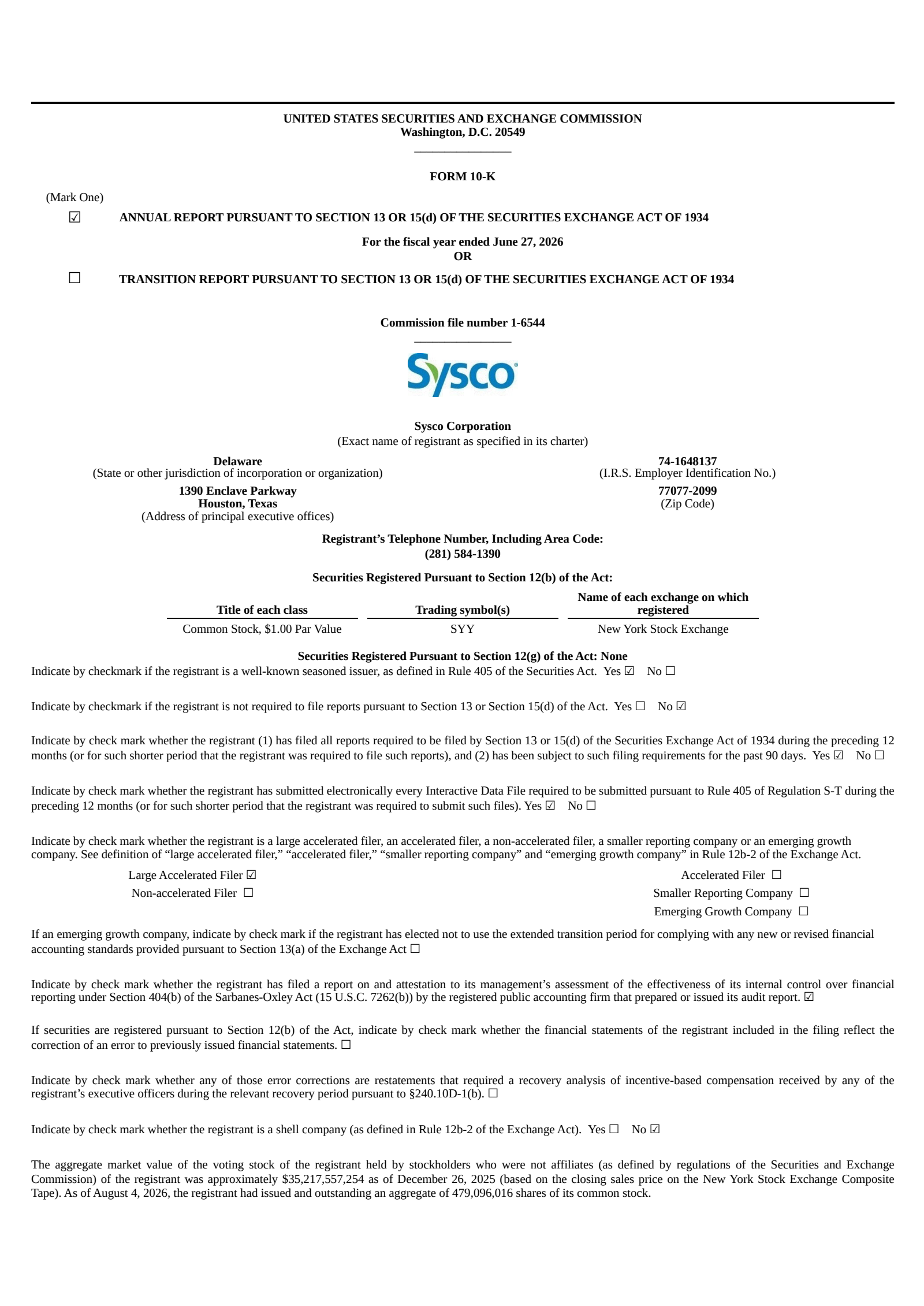 Sysco's Q4 2026 Annual report