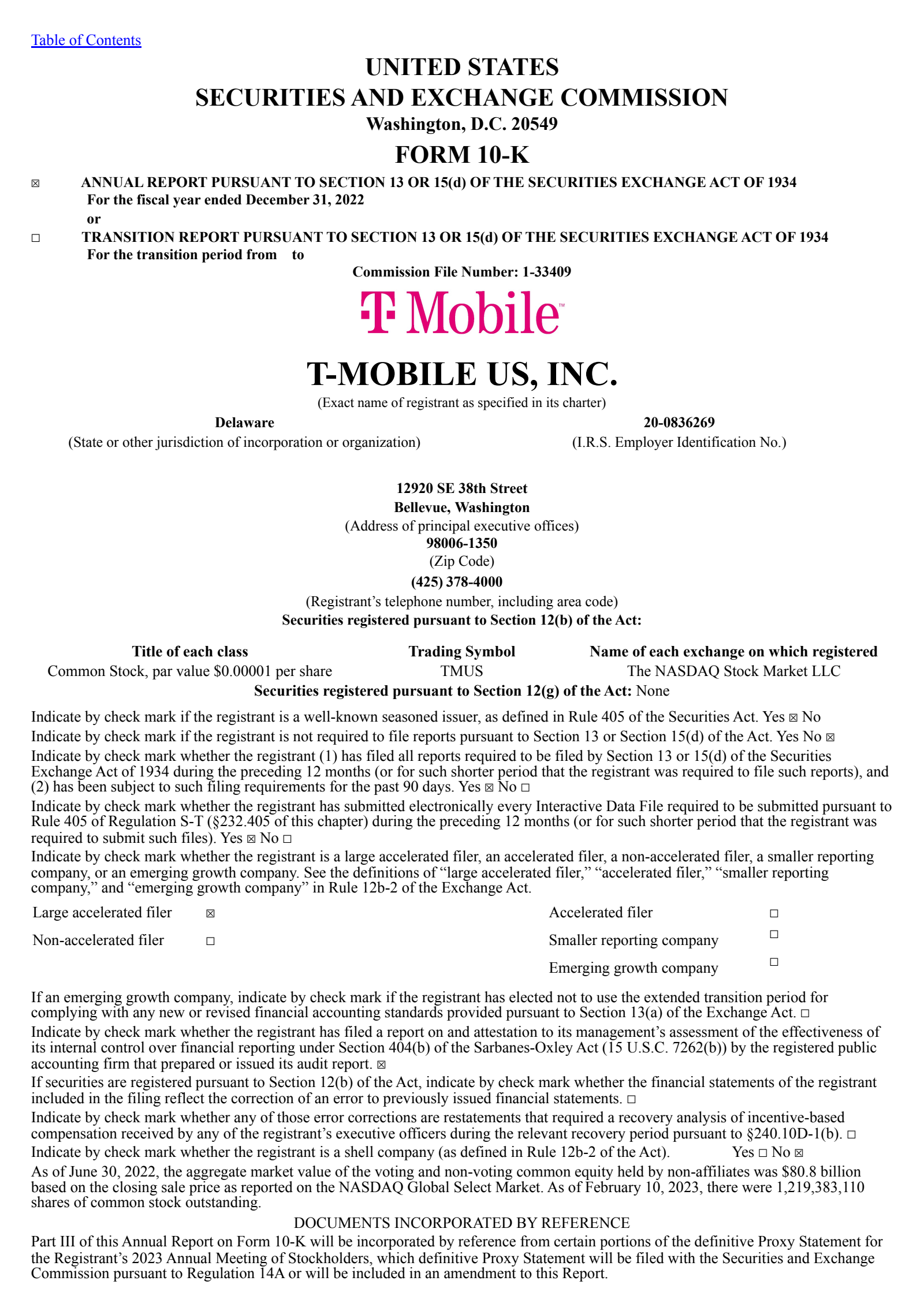 T-Mobile US's Q4 2022 Annual report