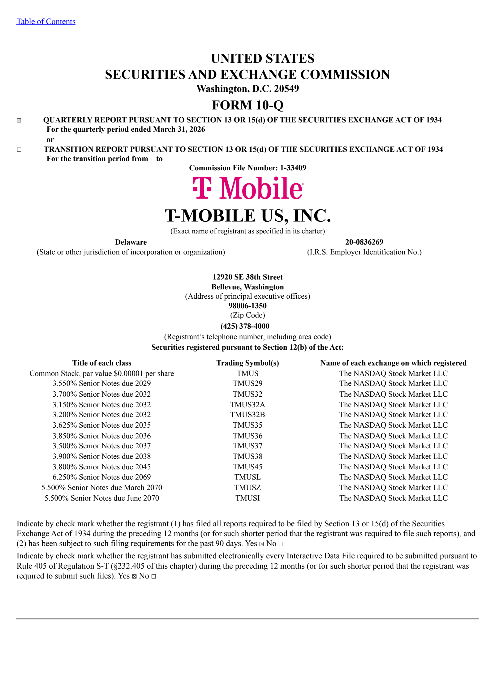 T-Mobile US's Q1 2026 Quarterly report