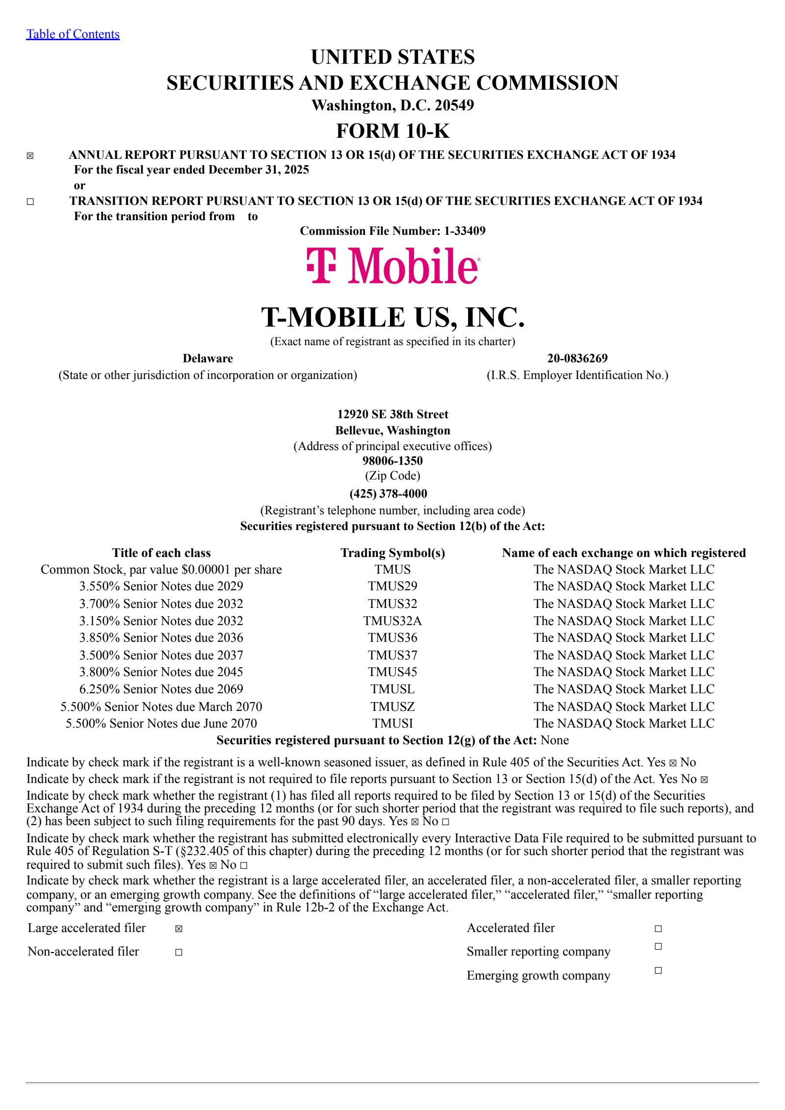 T-Mobile US's Q4 2025 Annual report