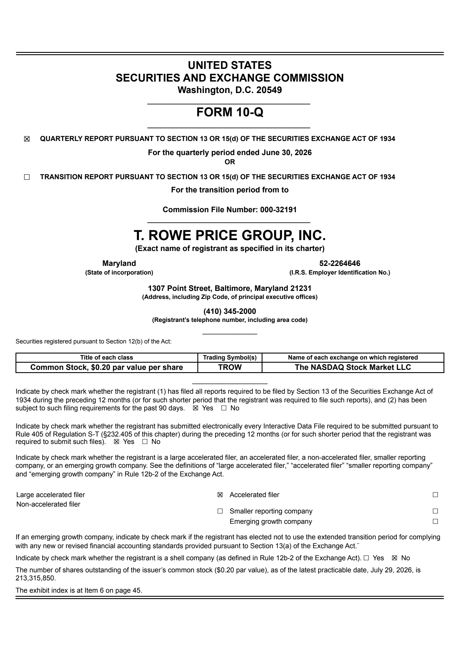 T. Rowe Price Group's Q2 2026 Quarterly report