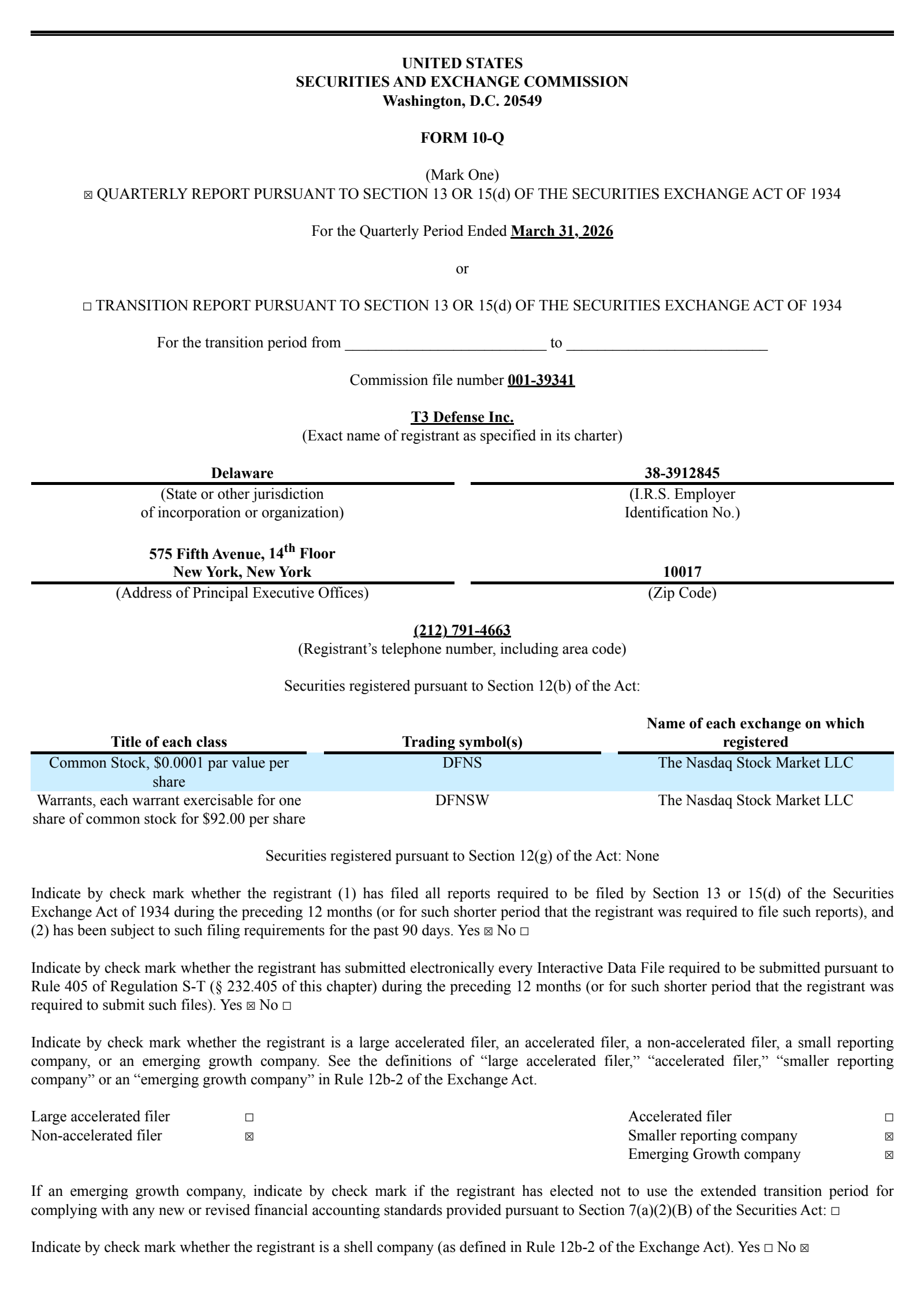 Nukkleus' Q1 2026 Quarterly report