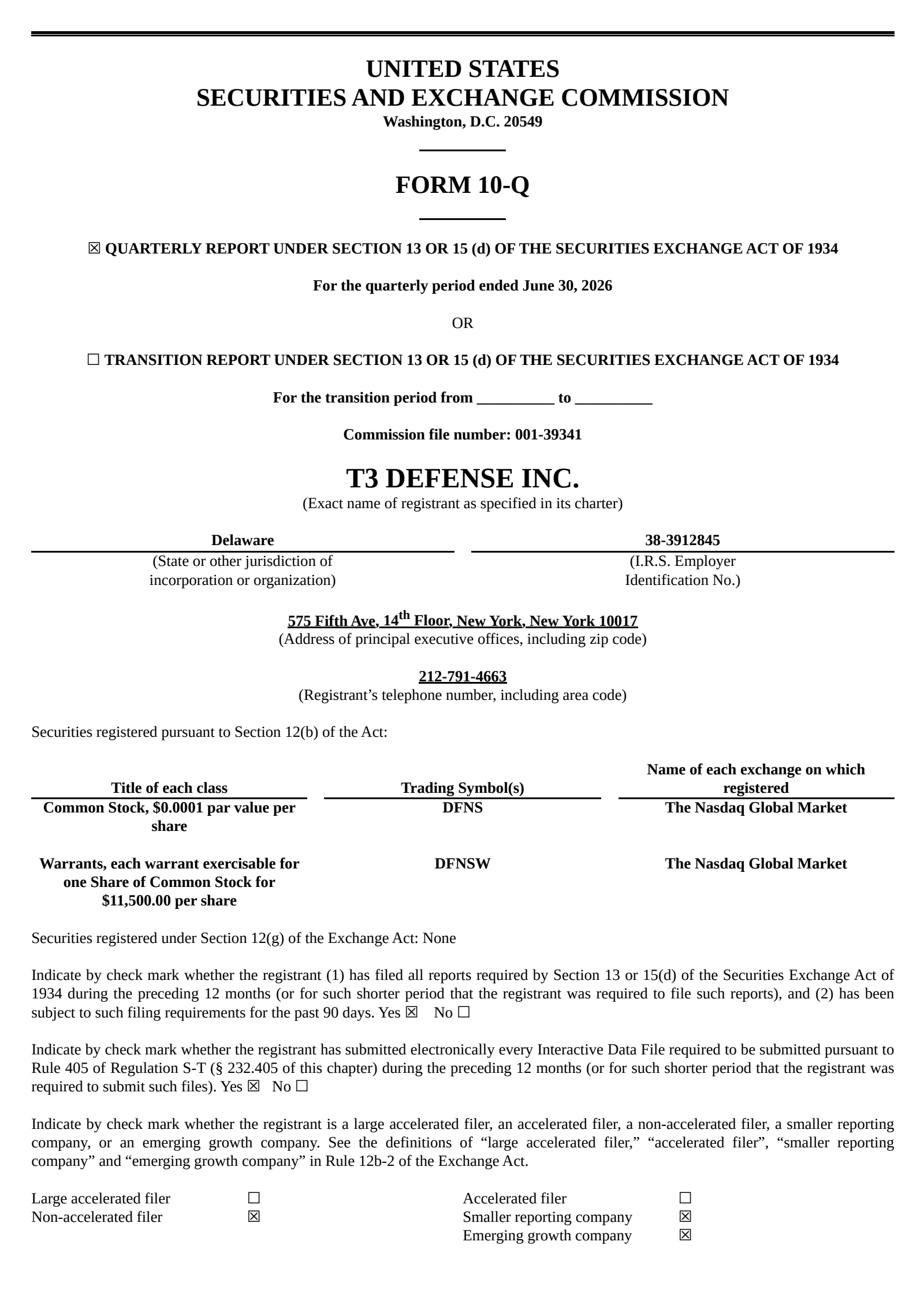 Nukkleus' Q2 2026 Quarterly report