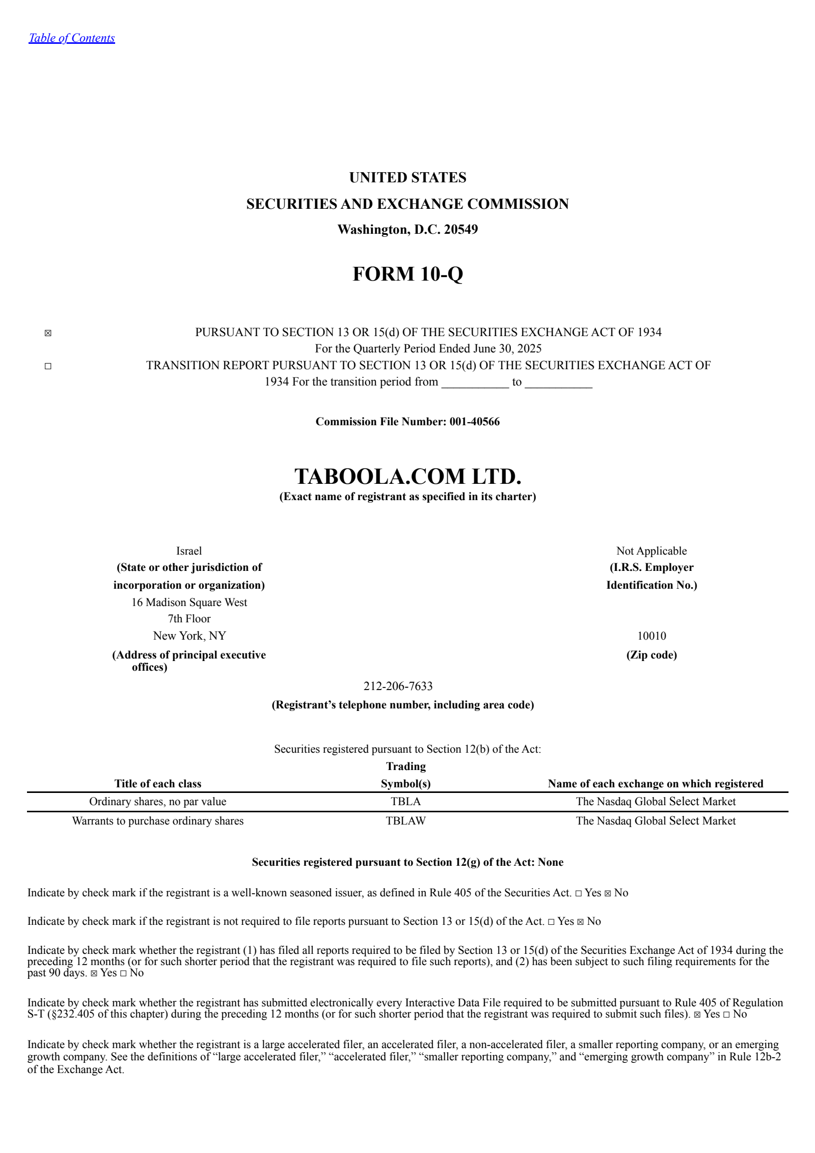 Taboola.com's Q2 2025 Quarterly report