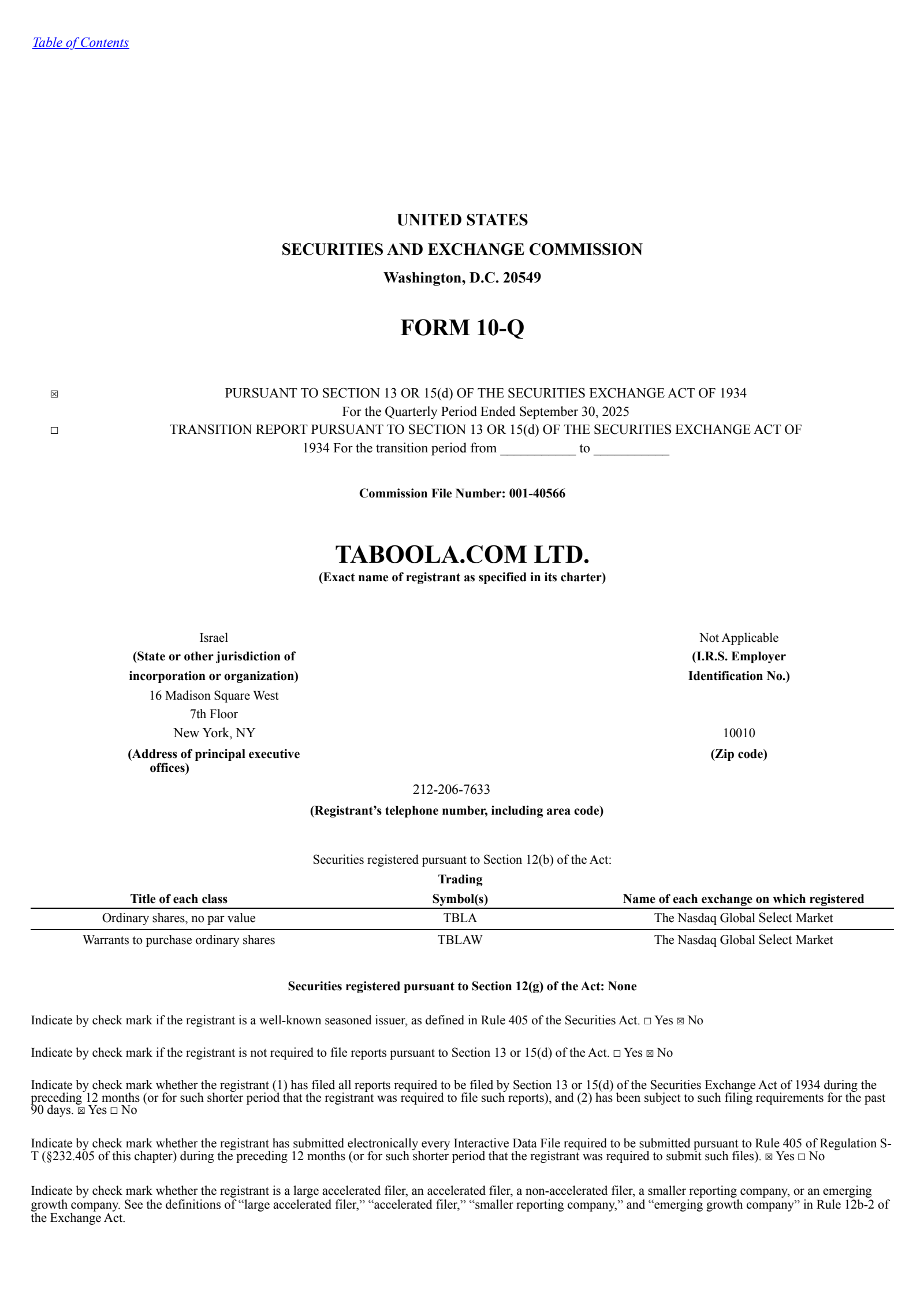 Taboola.com's Q3 2025 Quarterly Report