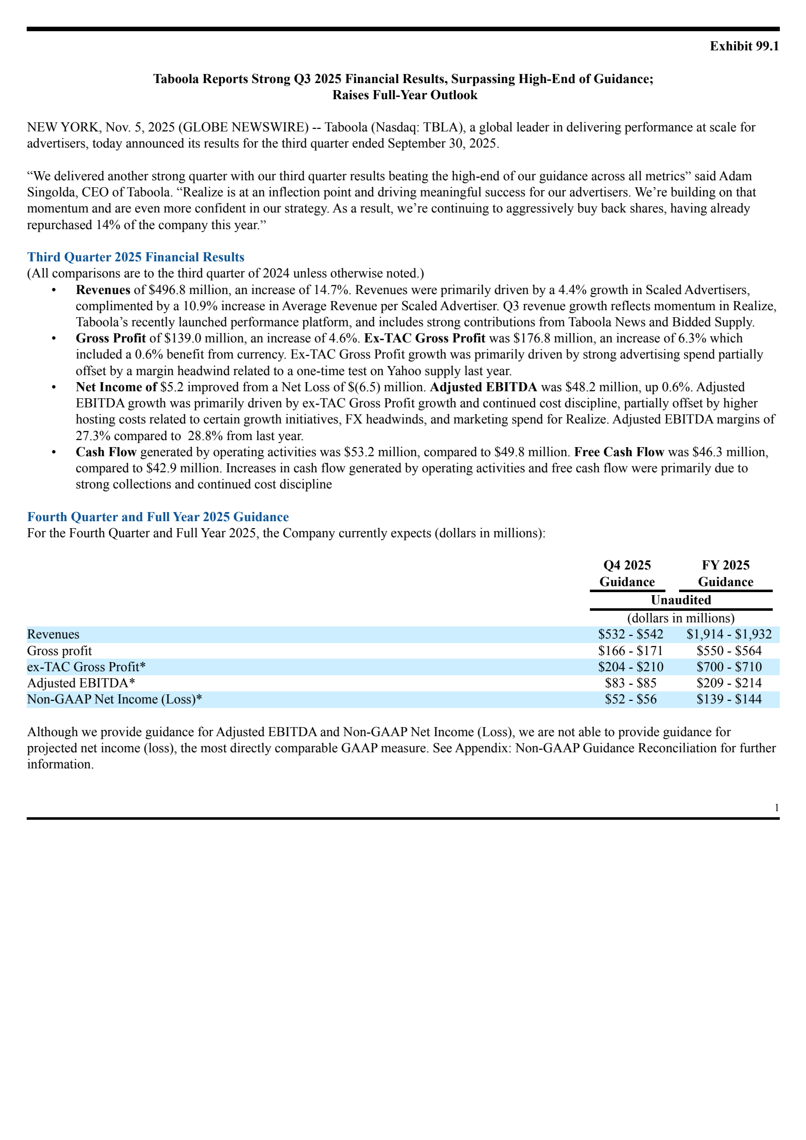Taboola.com's Q3 2025 Earnings Release