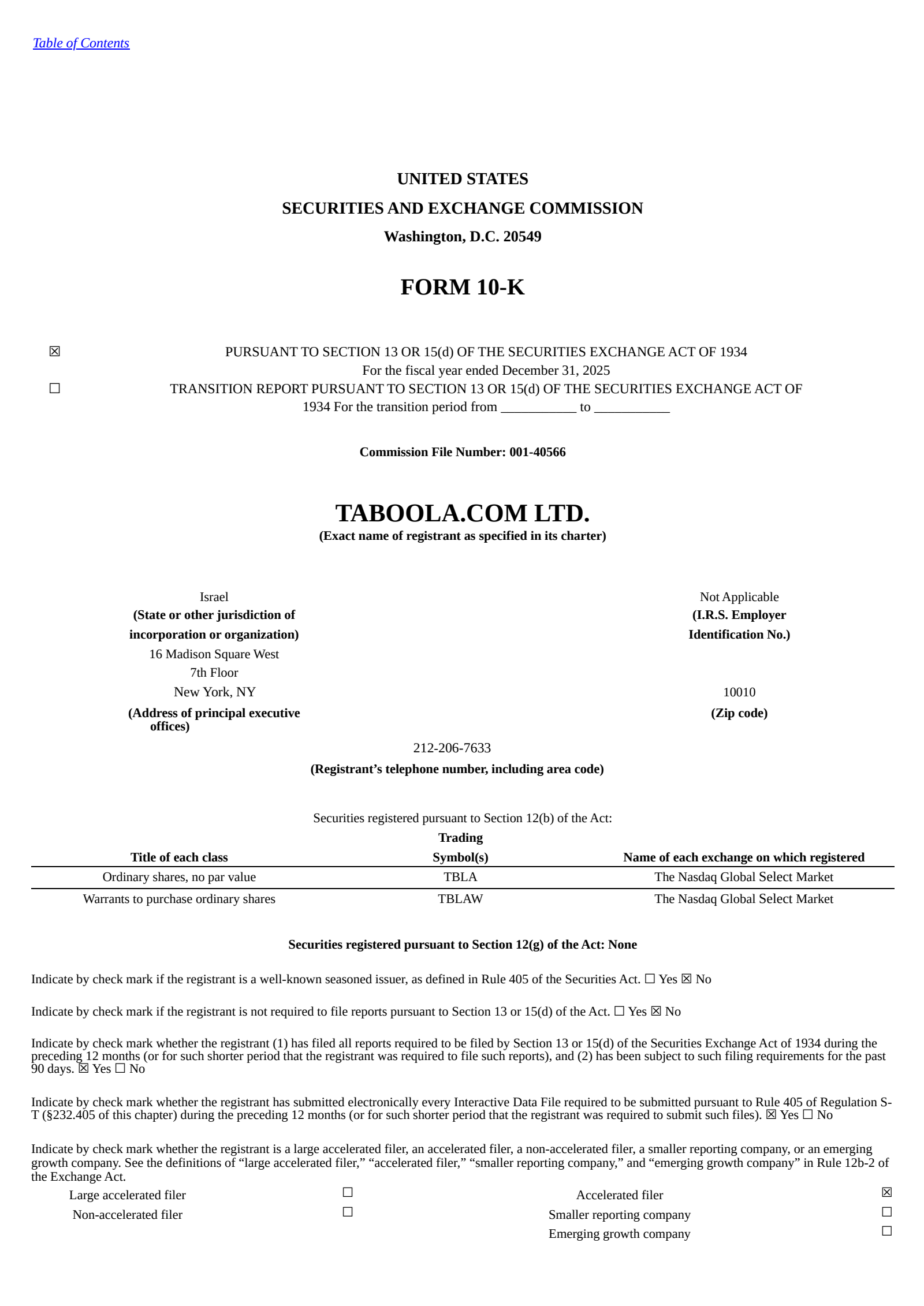Taboola.com's Q4 2025 Annual report