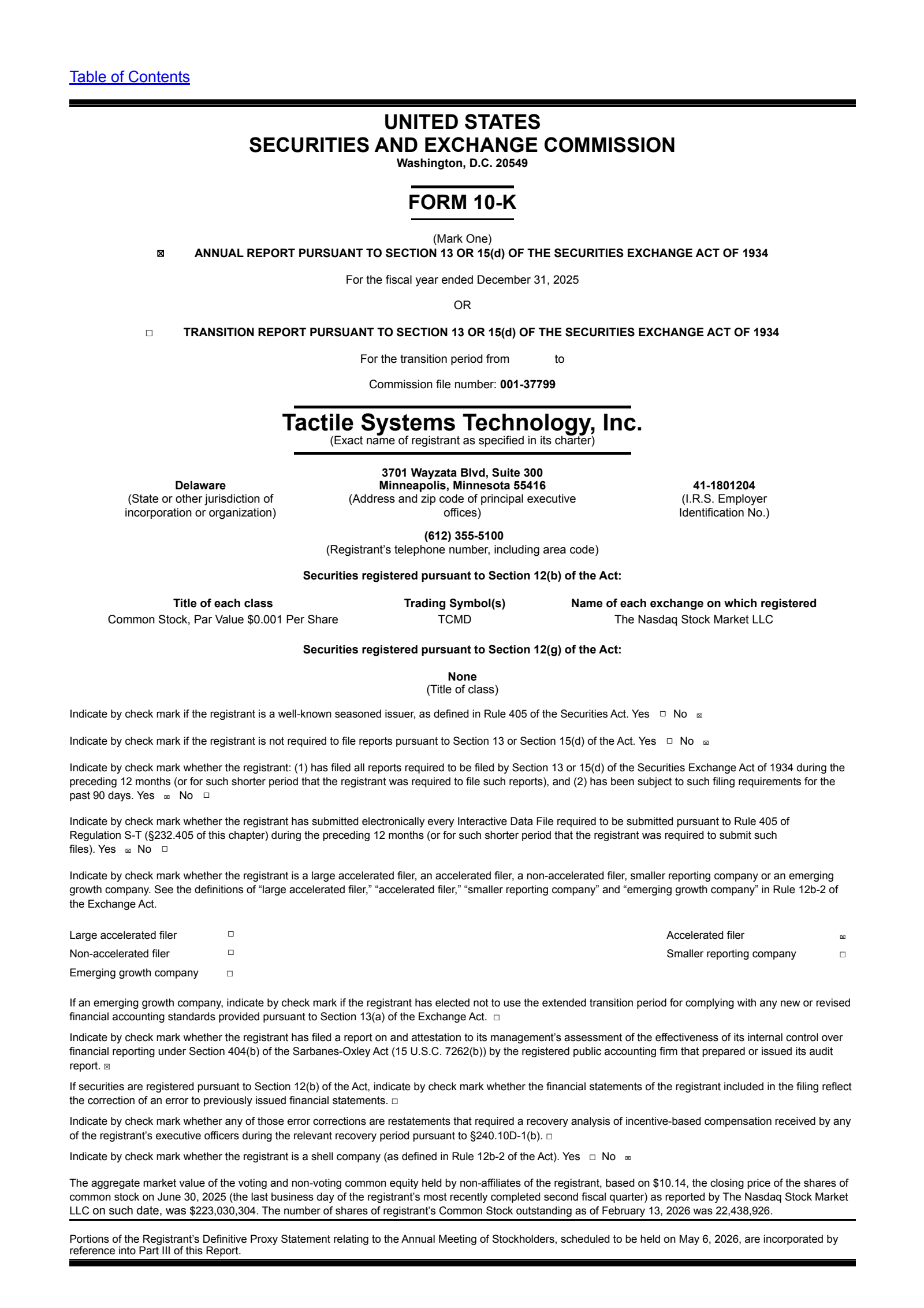 Tactile Systems Technology's Q4 2025 Annual report