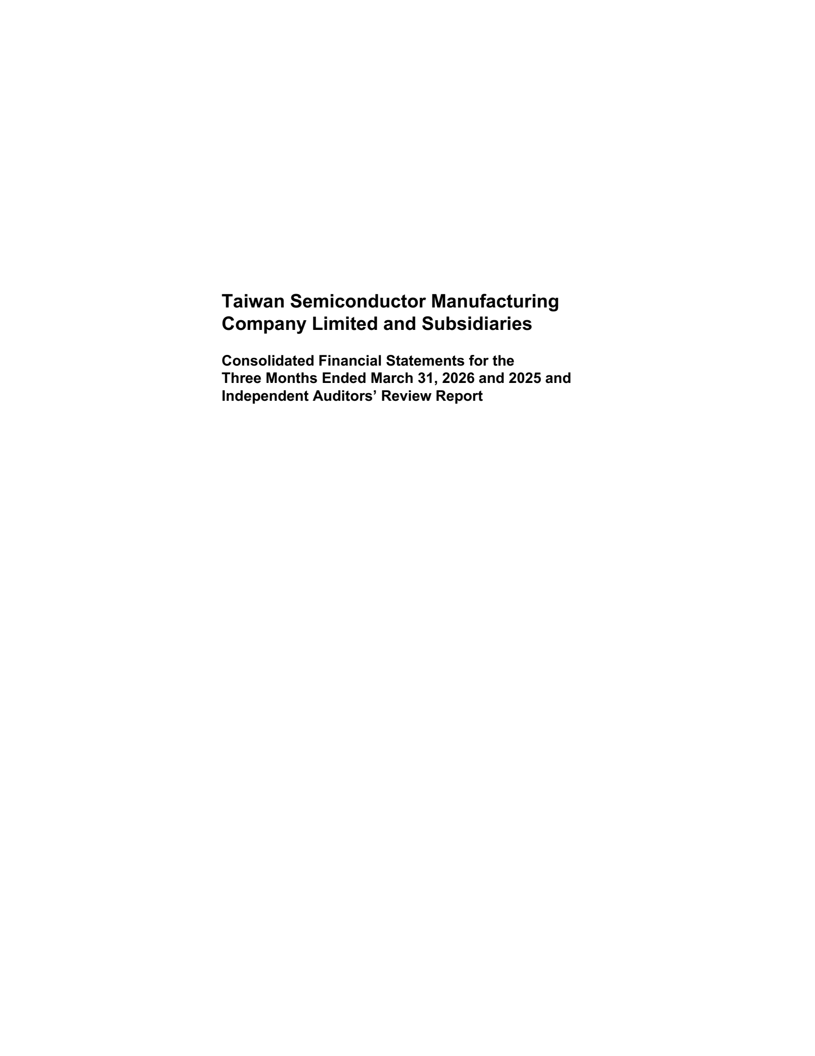 Taiwan Semiconductor Manufacturing's Q1 2026 Interim report