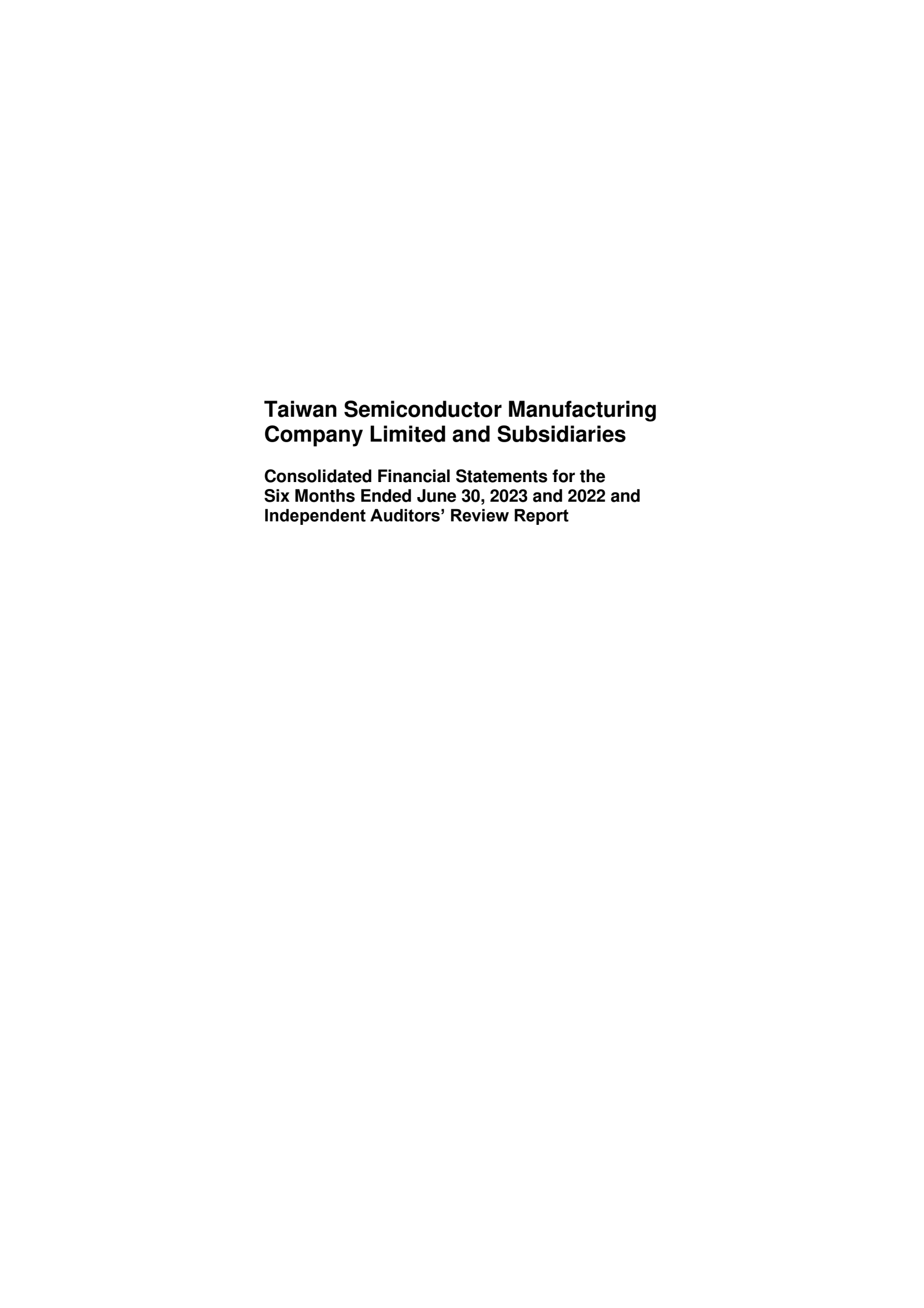 Taiwan Semiconductor Manufacturing's Q2 2023 Interim report