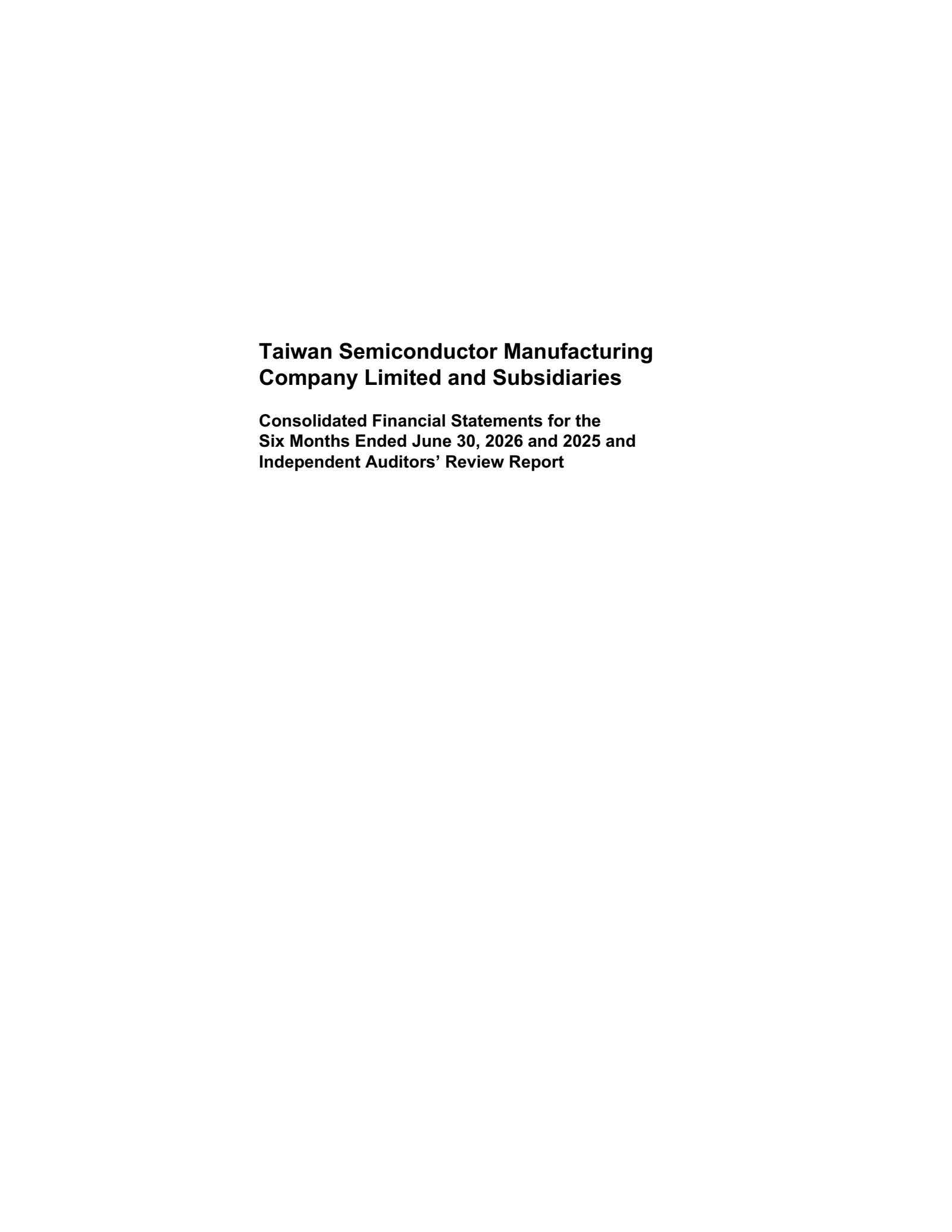 Taiwan Semiconductor Manufacturing's Q2 2026 Interim report