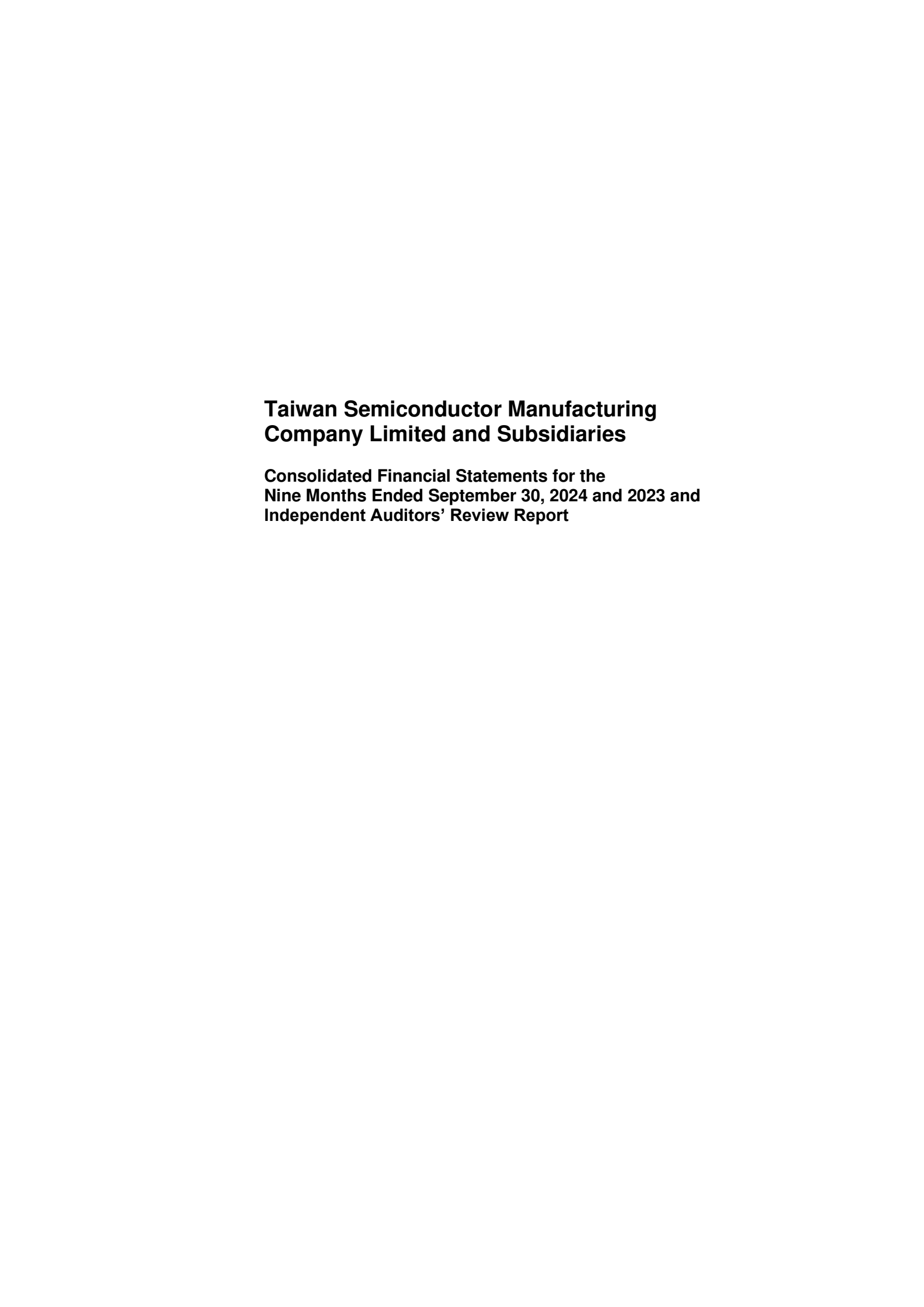 Taiwan Semiconductor Manufacturing's Q3 2024 Interim report