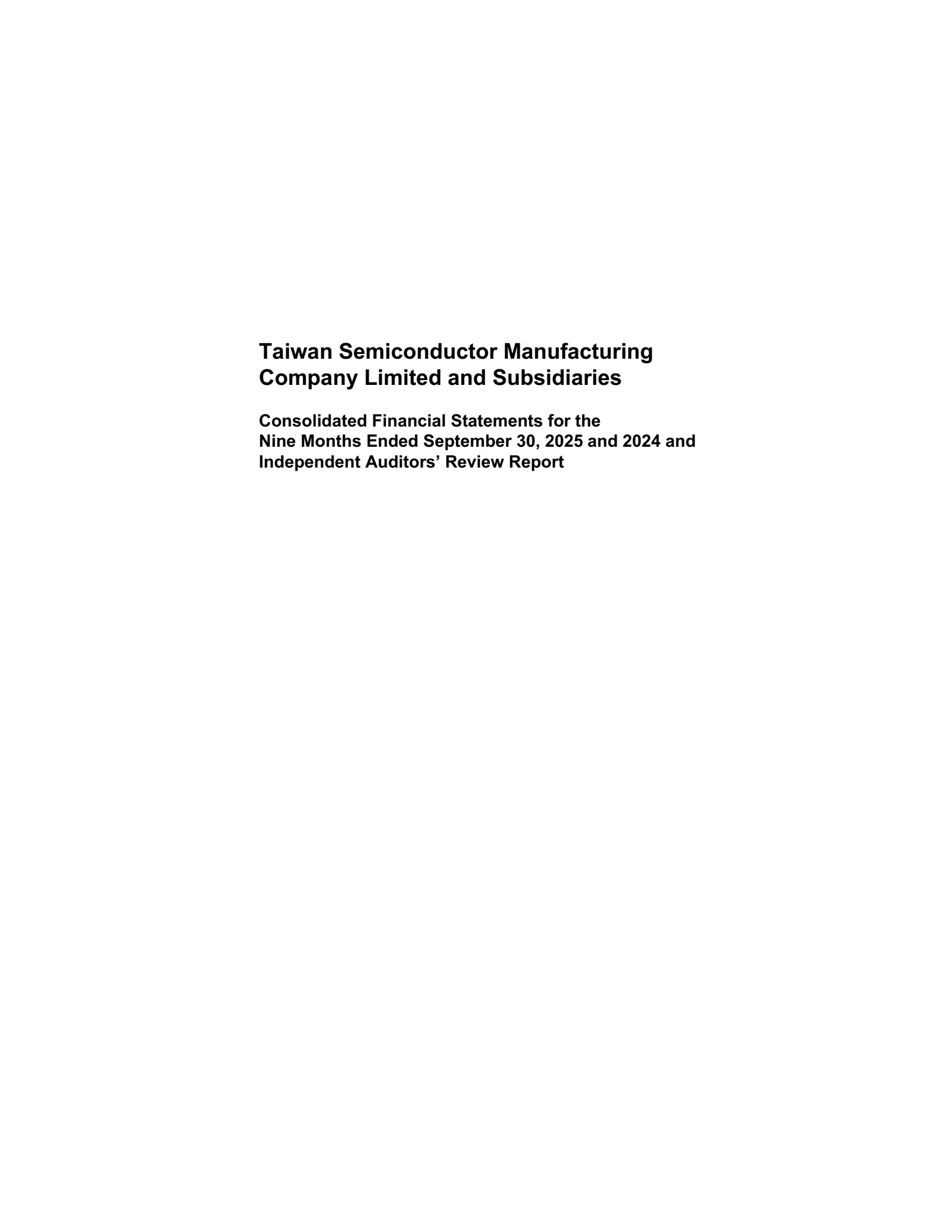 Taiwan Semiconductor Manufacturing's Q3 2025 Interim report