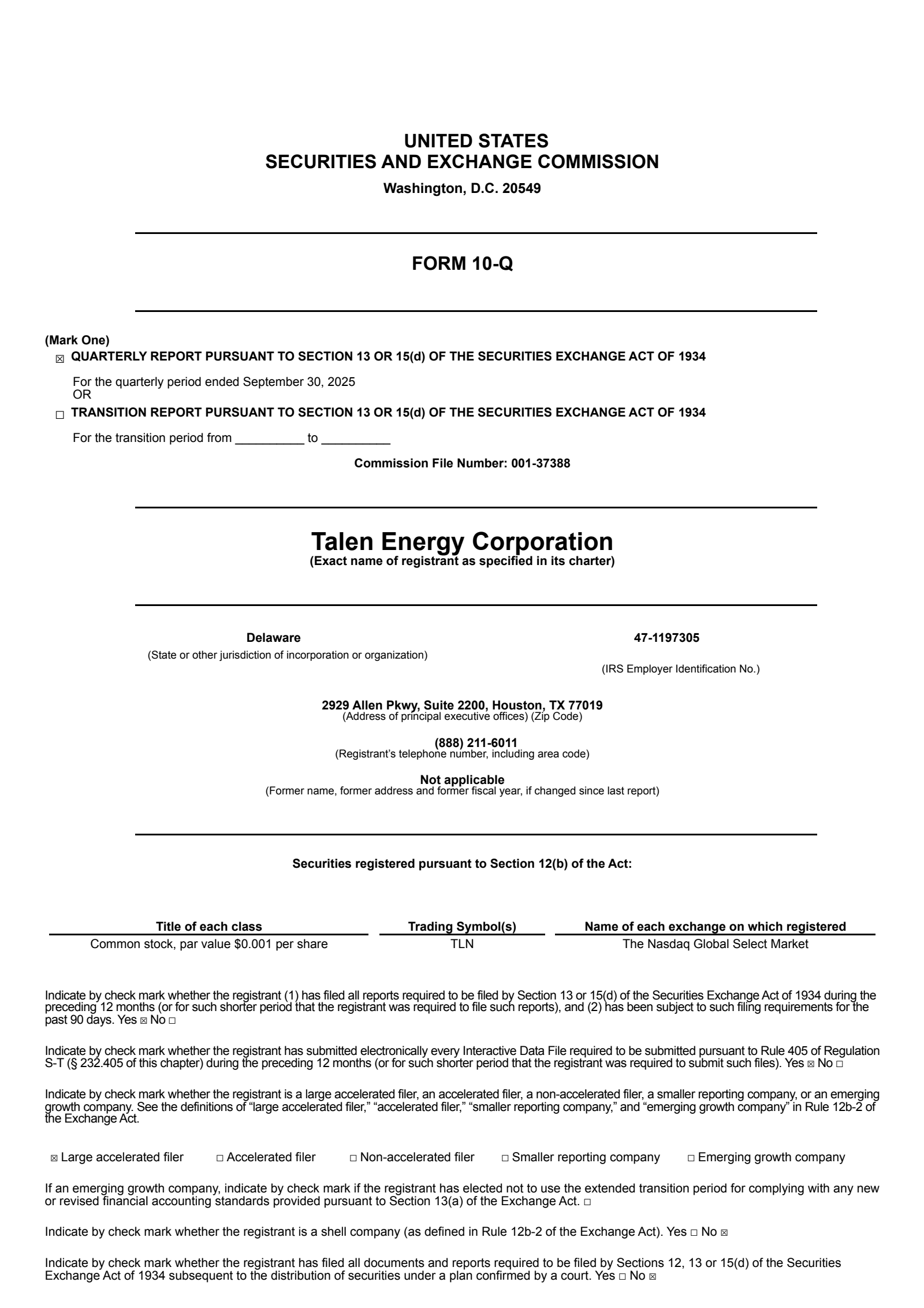 Talen Energy's Q3 2025 Quarterly Report