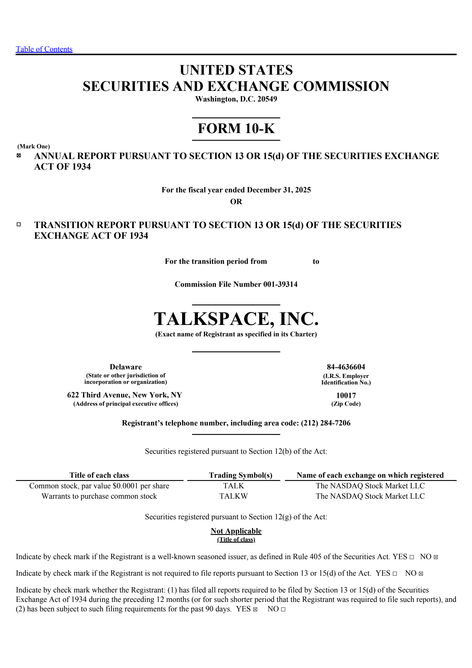 Talkspace's Q4 2025 Annual report