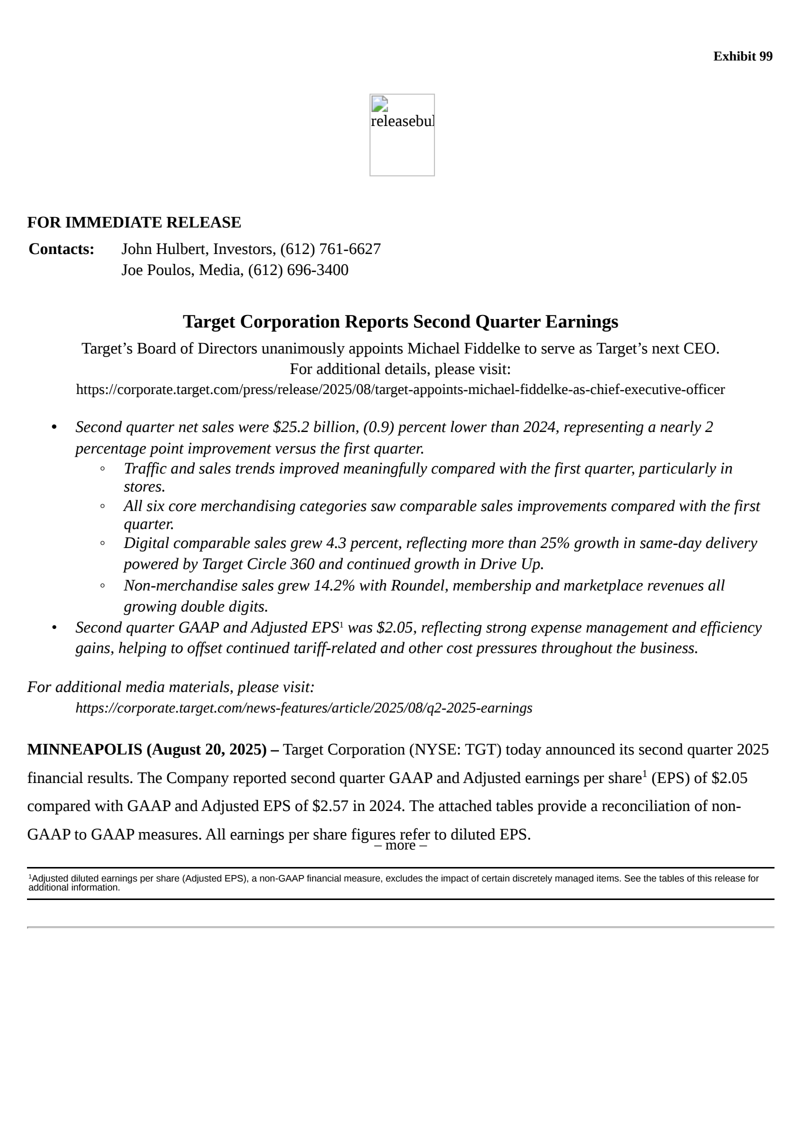 Target's Q2 2026 Press Release