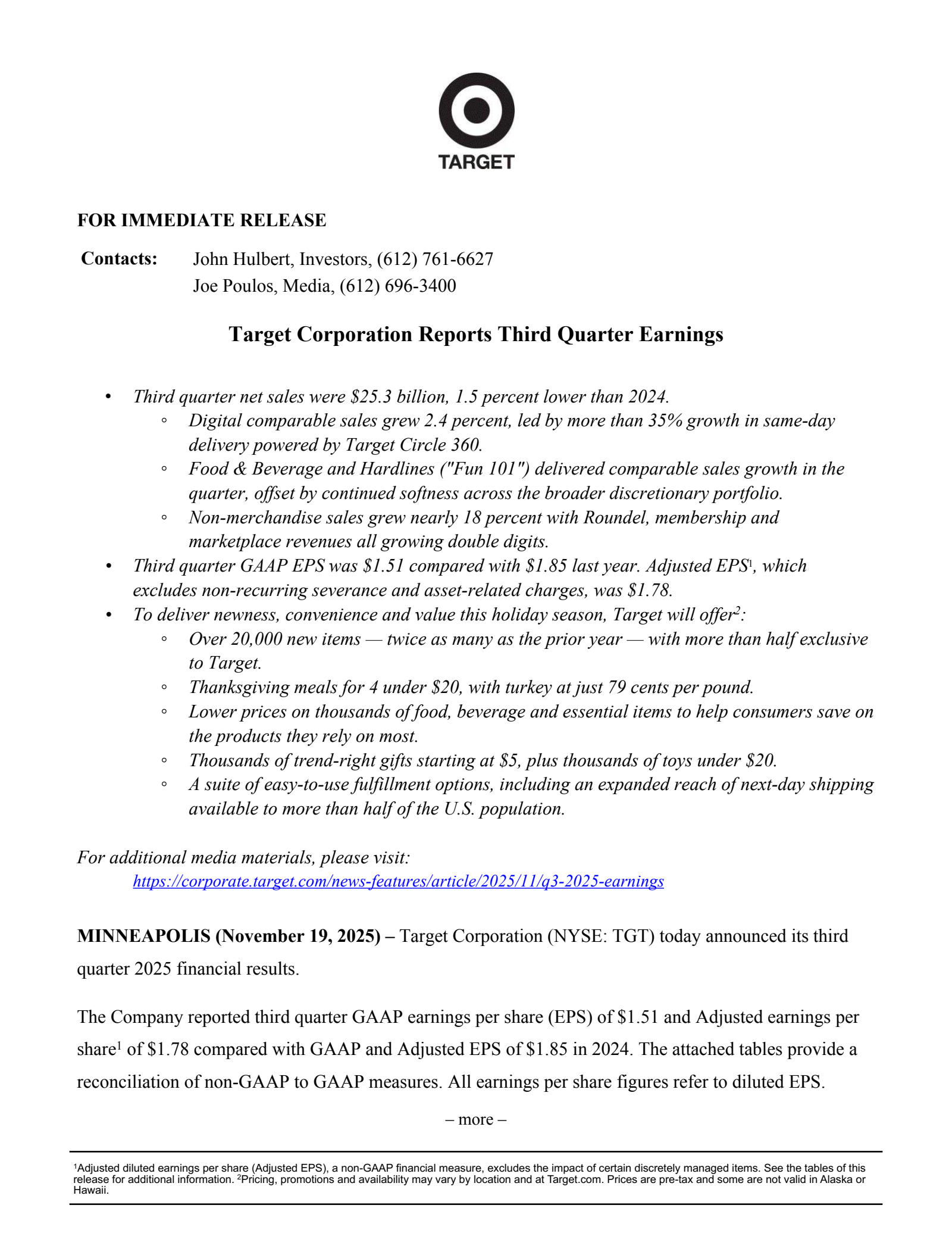 Target's Q3 2026 Earnings Release