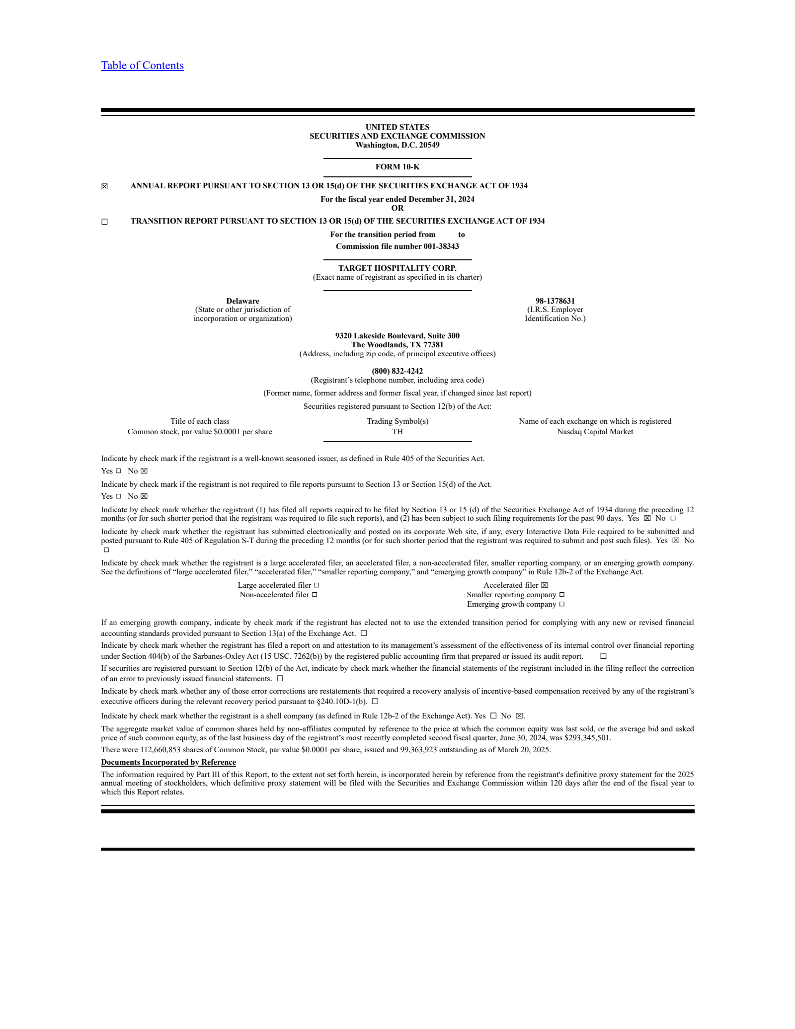 Target Hospitality's Q4 2024 Annual Report