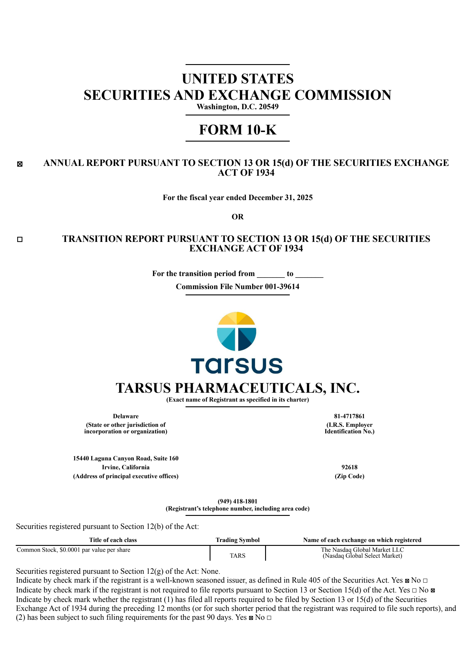 Tarsus Pharmaceuticals' Q4 2025 Annual report
