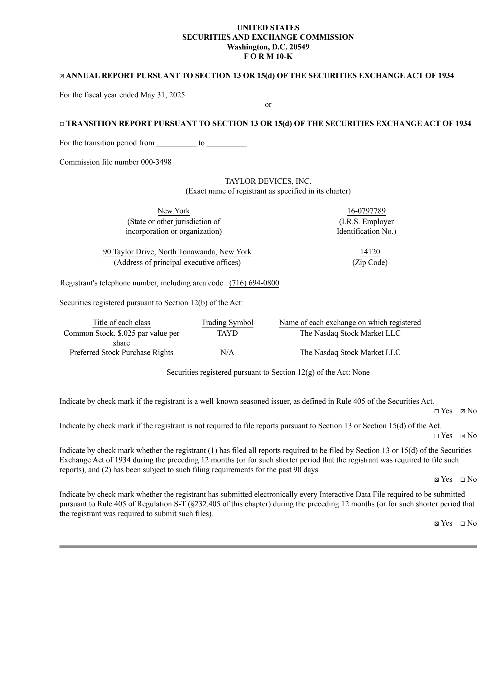 Taylor Devices' Q4 2025 Annual report
