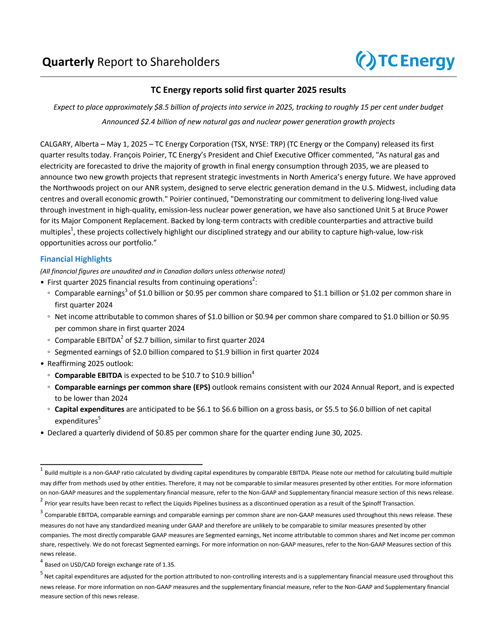 TC Energy's Q1 2025 Interim report