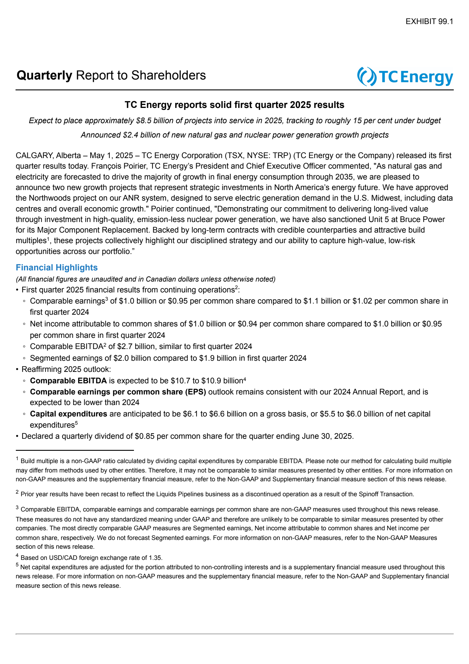 TC Energy's Q1 2025 Earnings Release