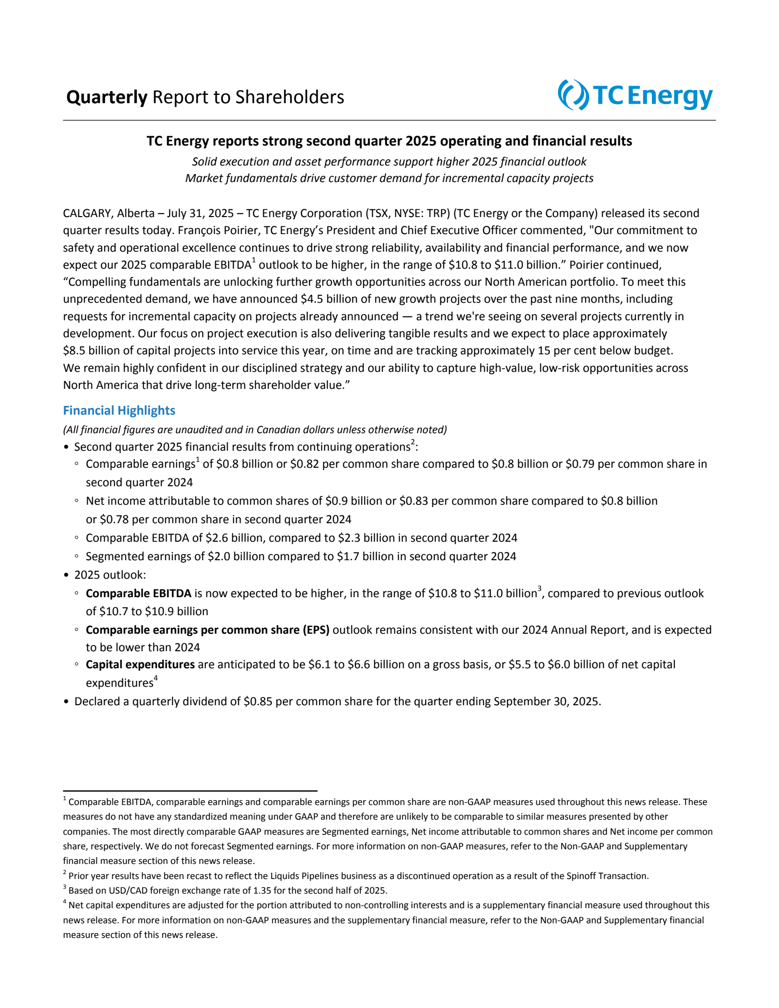 TC Energy's Q2 2025 Interim report