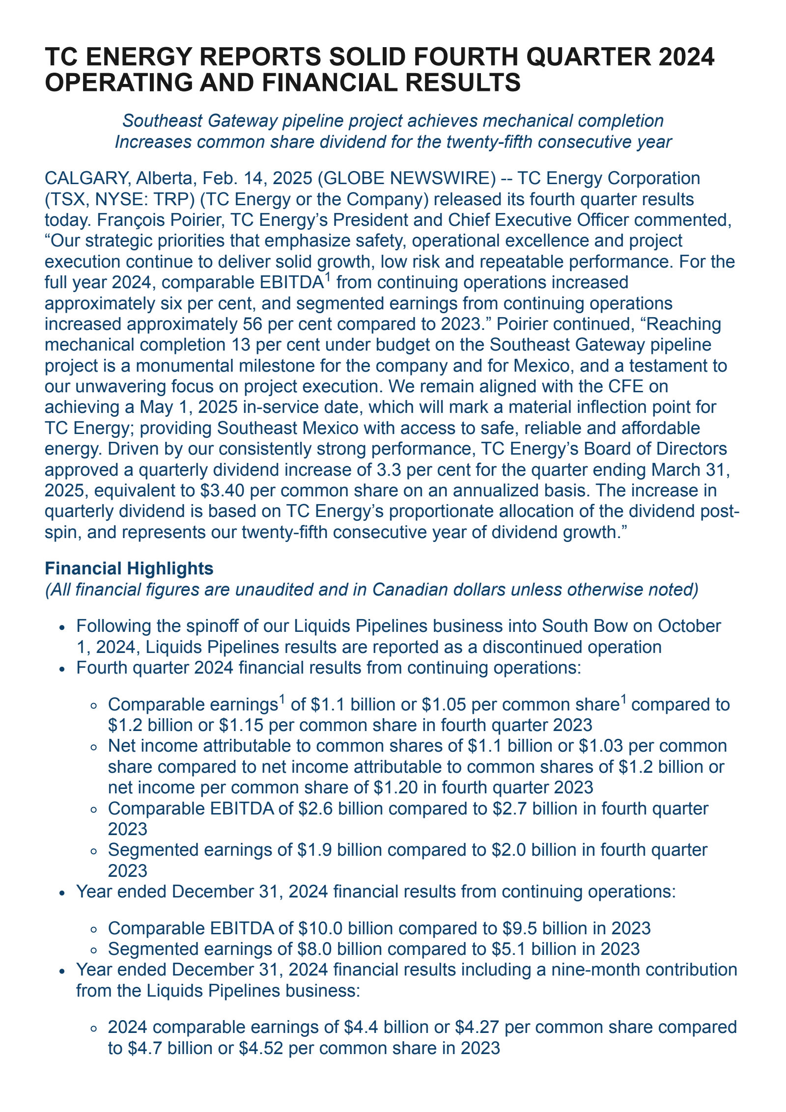 TC Energy's Q4 2024 Earnings Release